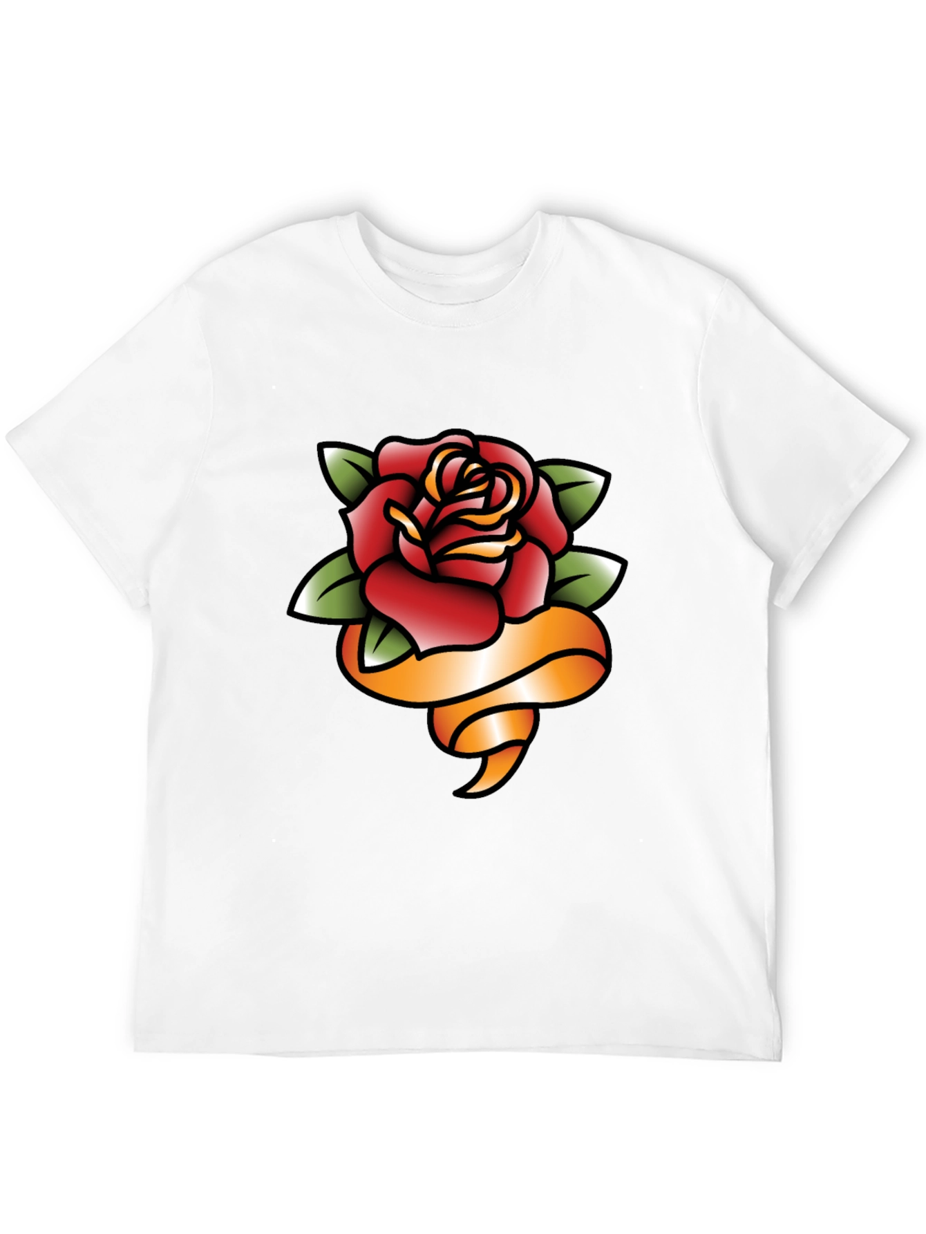Rose and Ribbon Graphic Tee - Classic Tattoo Style