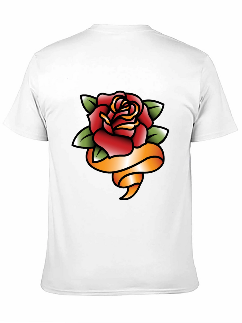 Rose and Ribbon Graphic Tee - Classic Tattoo Style