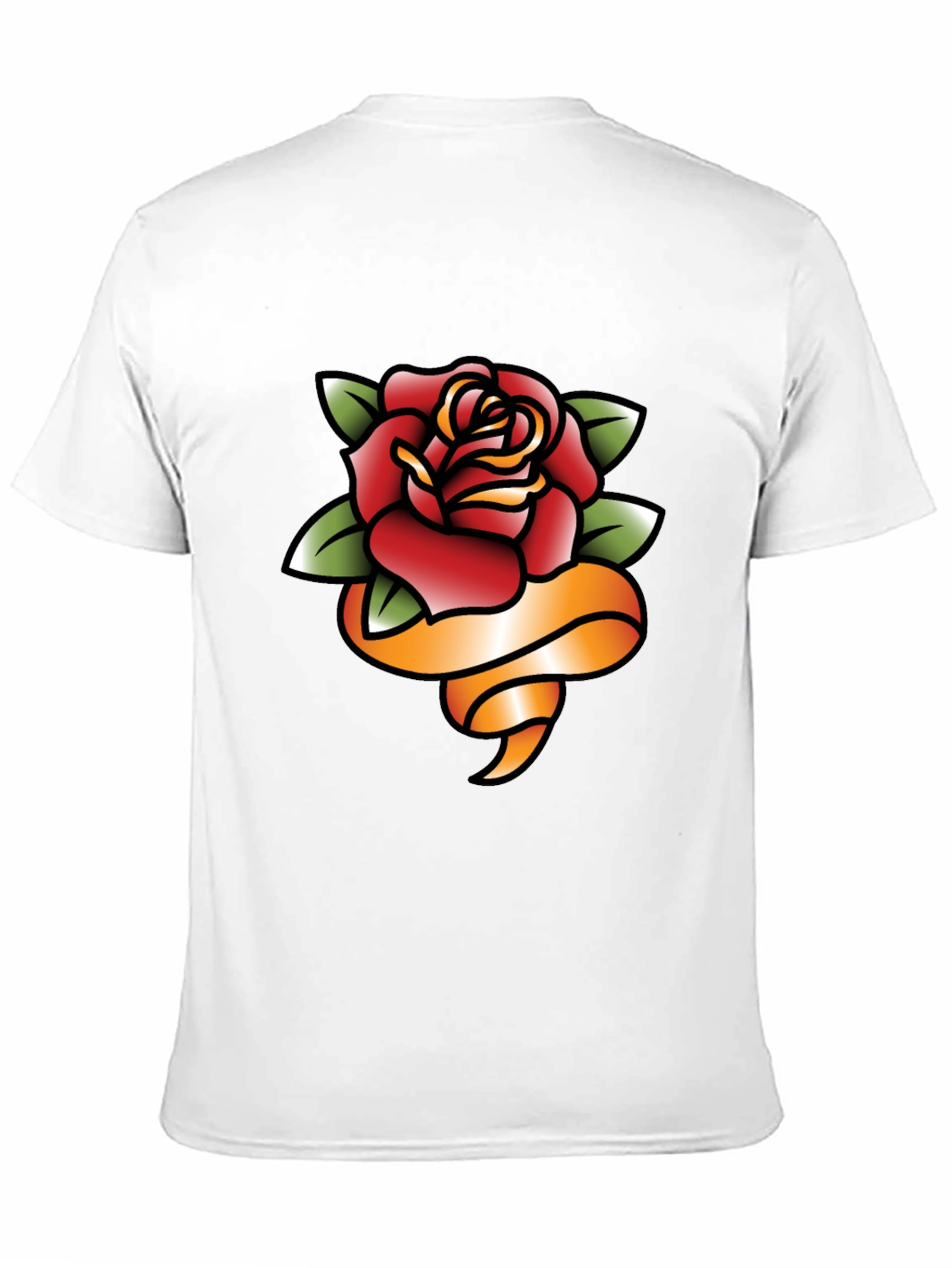 Rose and Ribbon Graphic Tee - Classic Tattoo Style