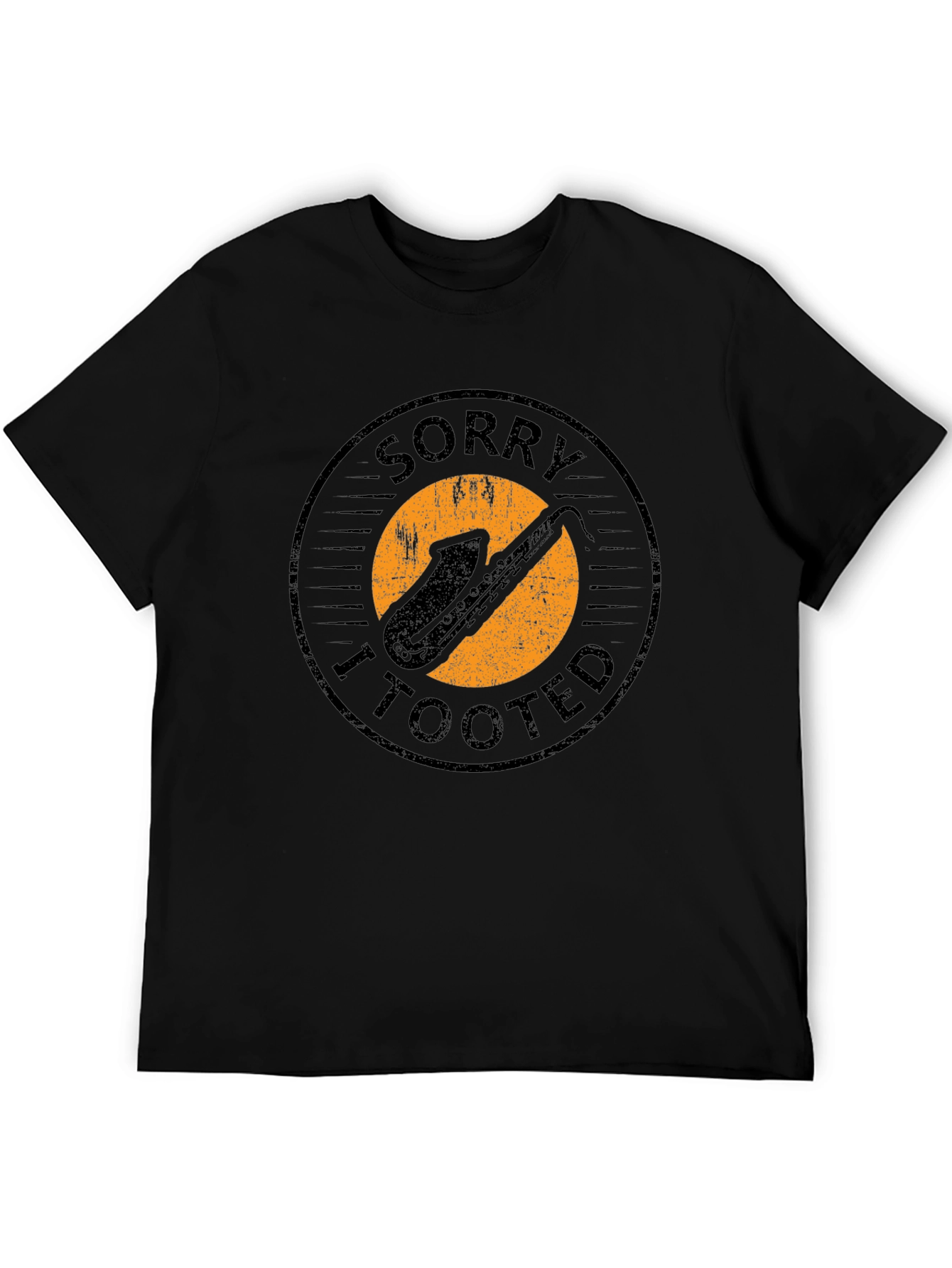 Sorry I Tooted Saxophone Graphic Tee - Humorous Black T-Shirt