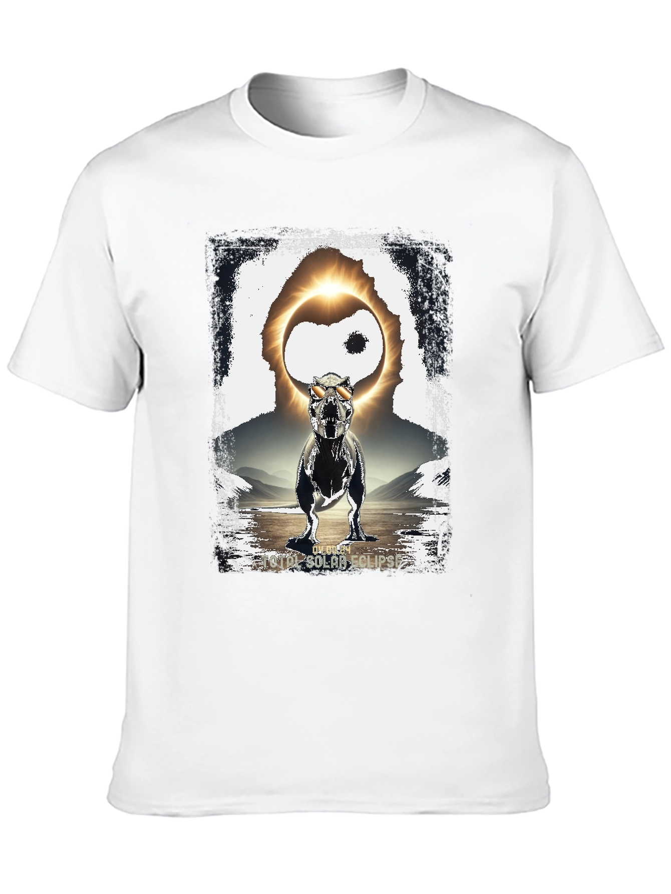 Dinosaur Solar Eclipse Graphic T-Shirt