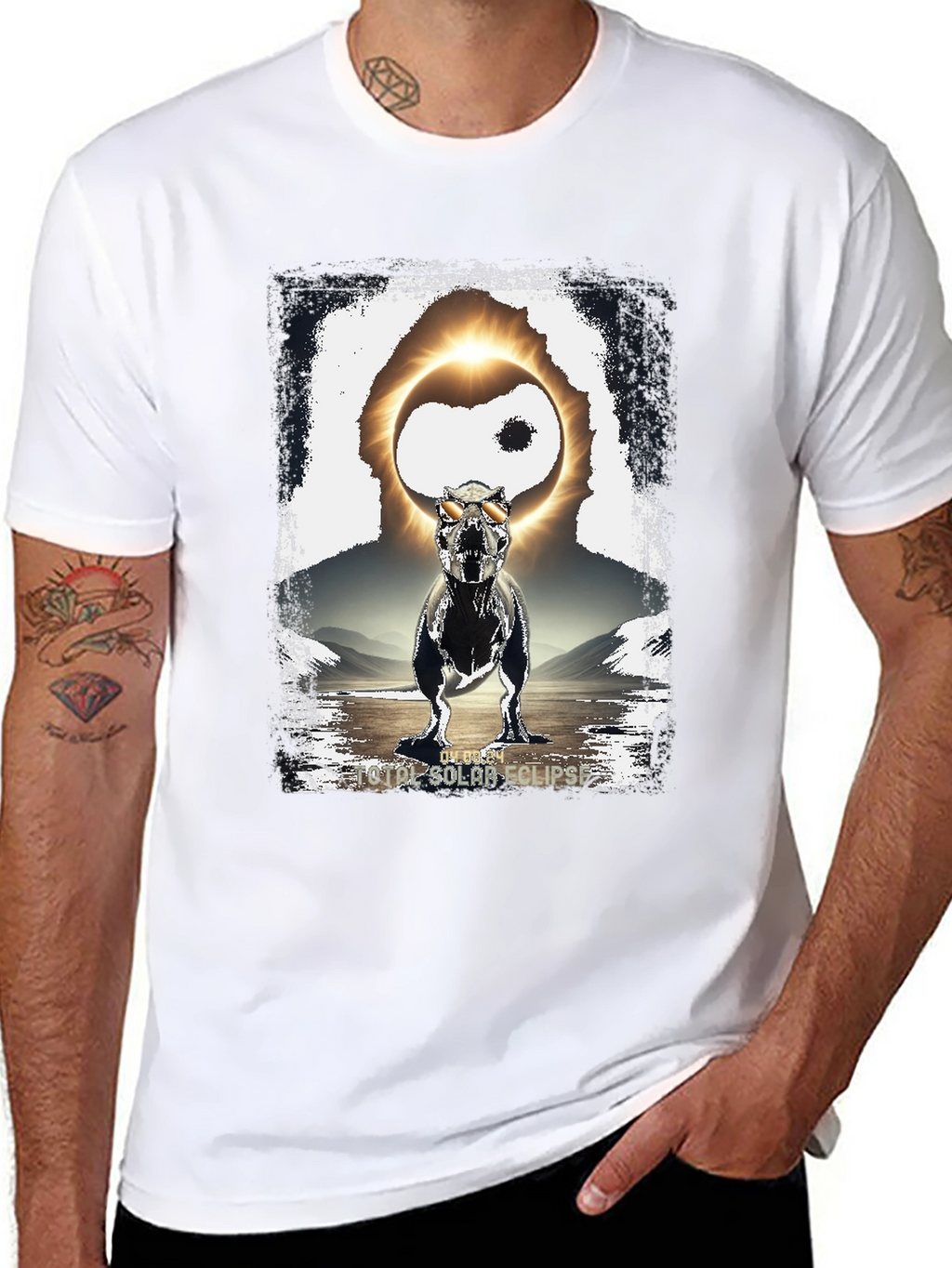 Dinosaur Solar Eclipse Graphic T-Shirt