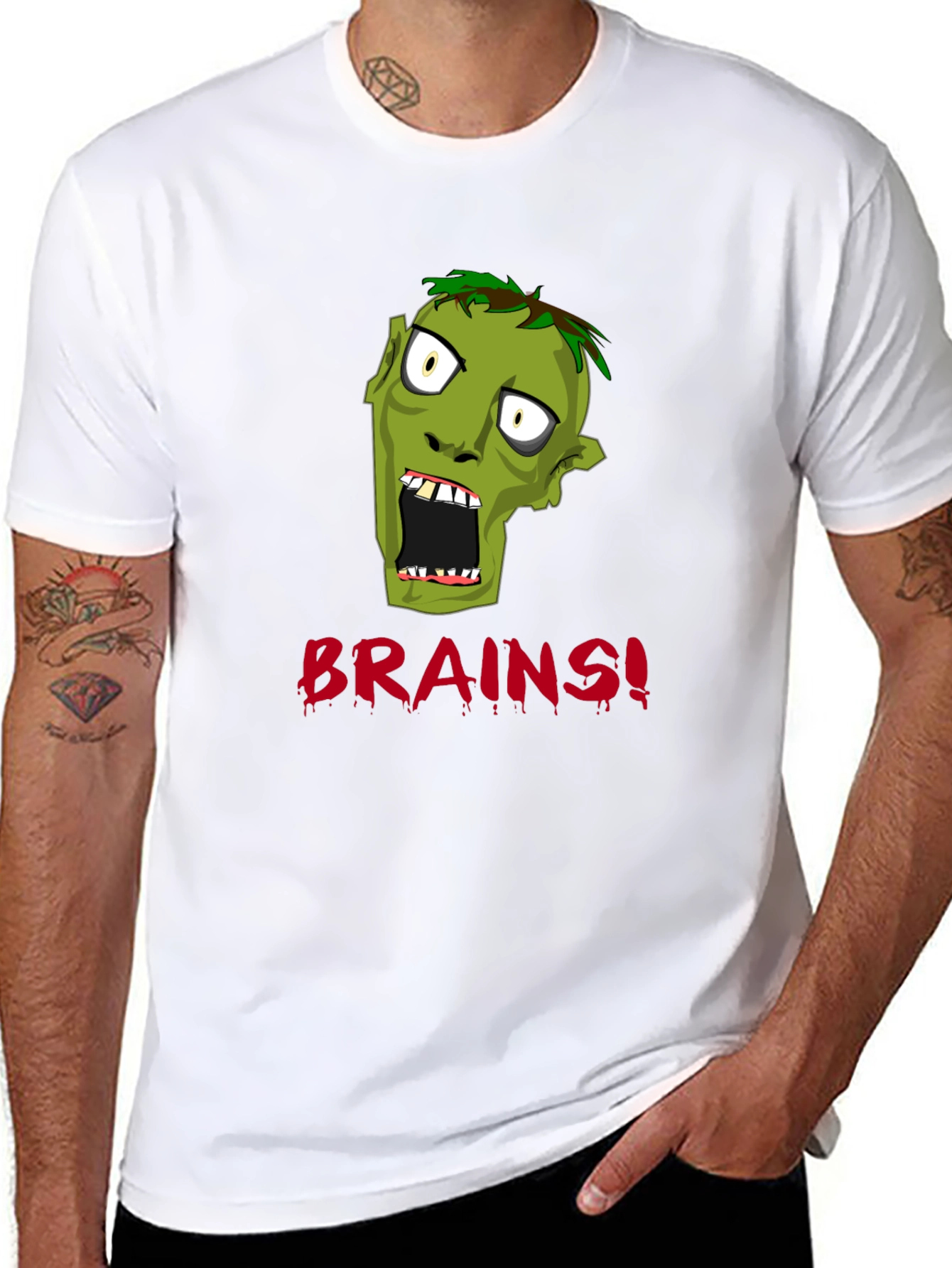 Zombie Brains Graphic Print T-Shirt