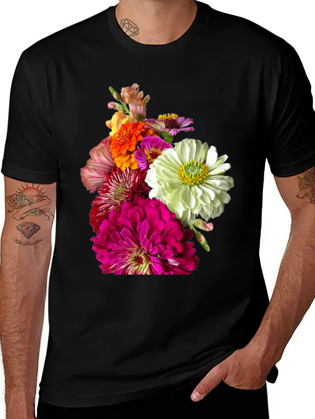 Floral Bouquet Graphic Tee - Unique Botanical Design