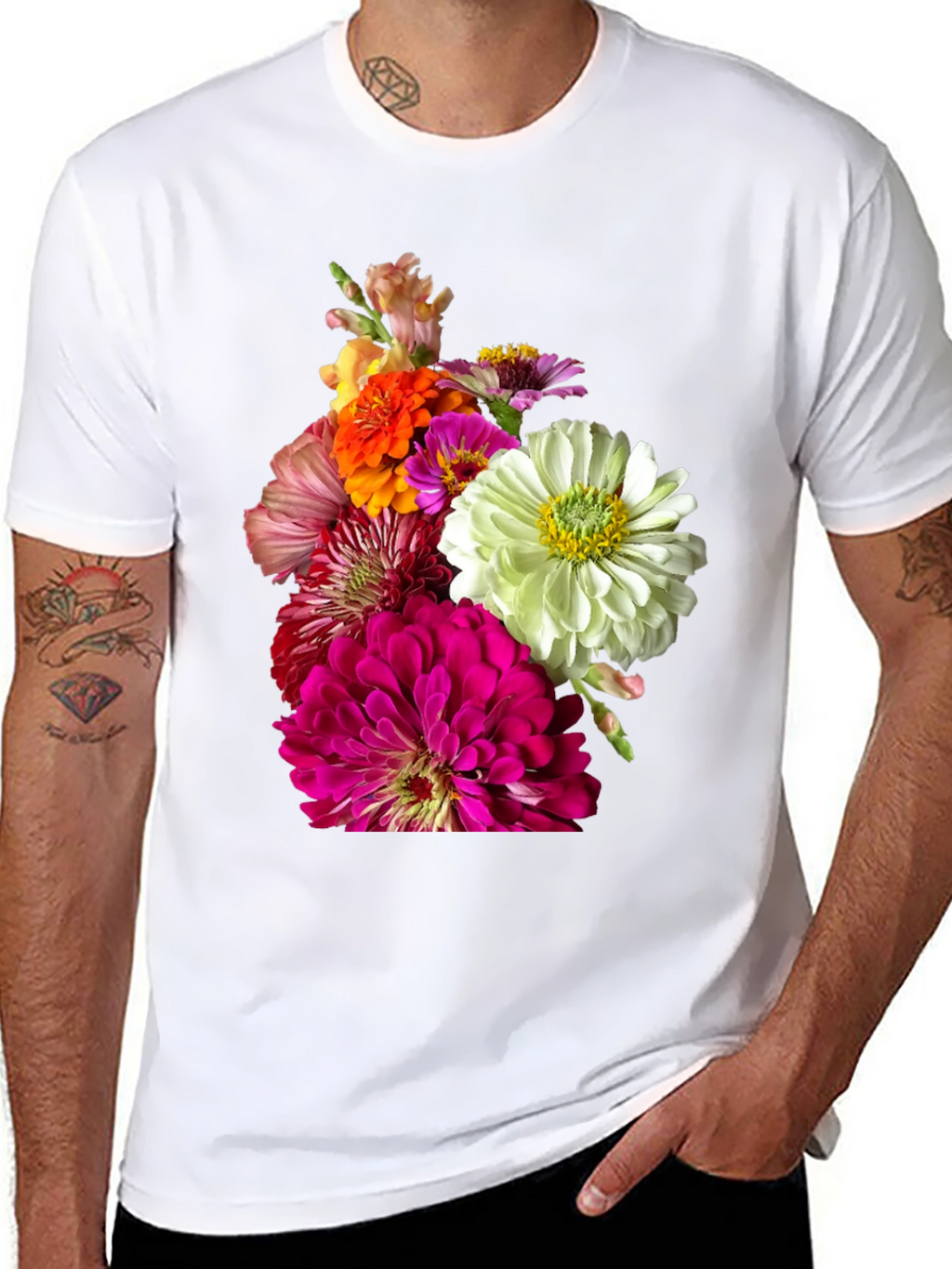 Floral Bouquet Graphic Tee - Unique Botanical Design