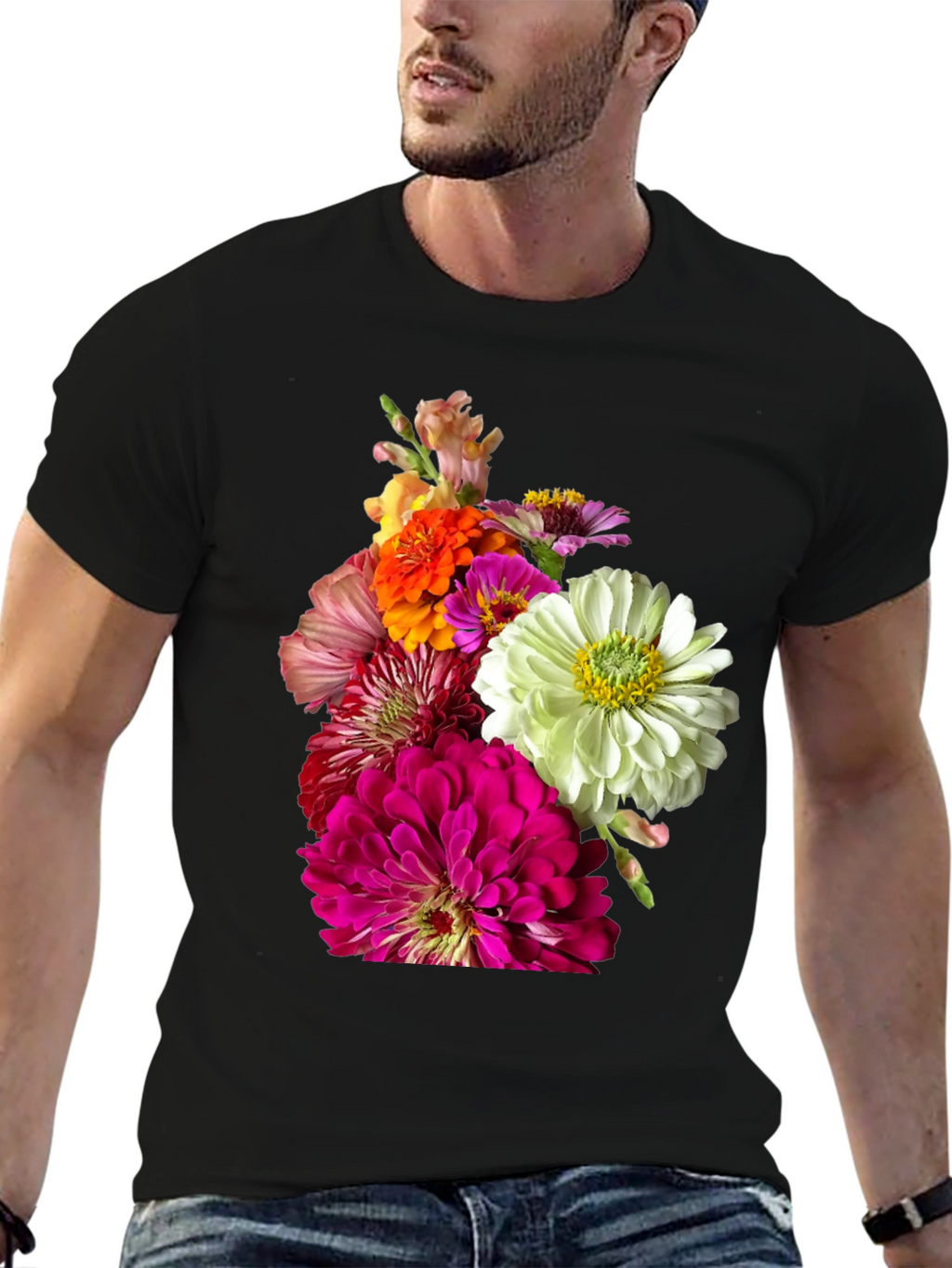 Floral Bouquet Graphic Tee - Unique Botanical Design