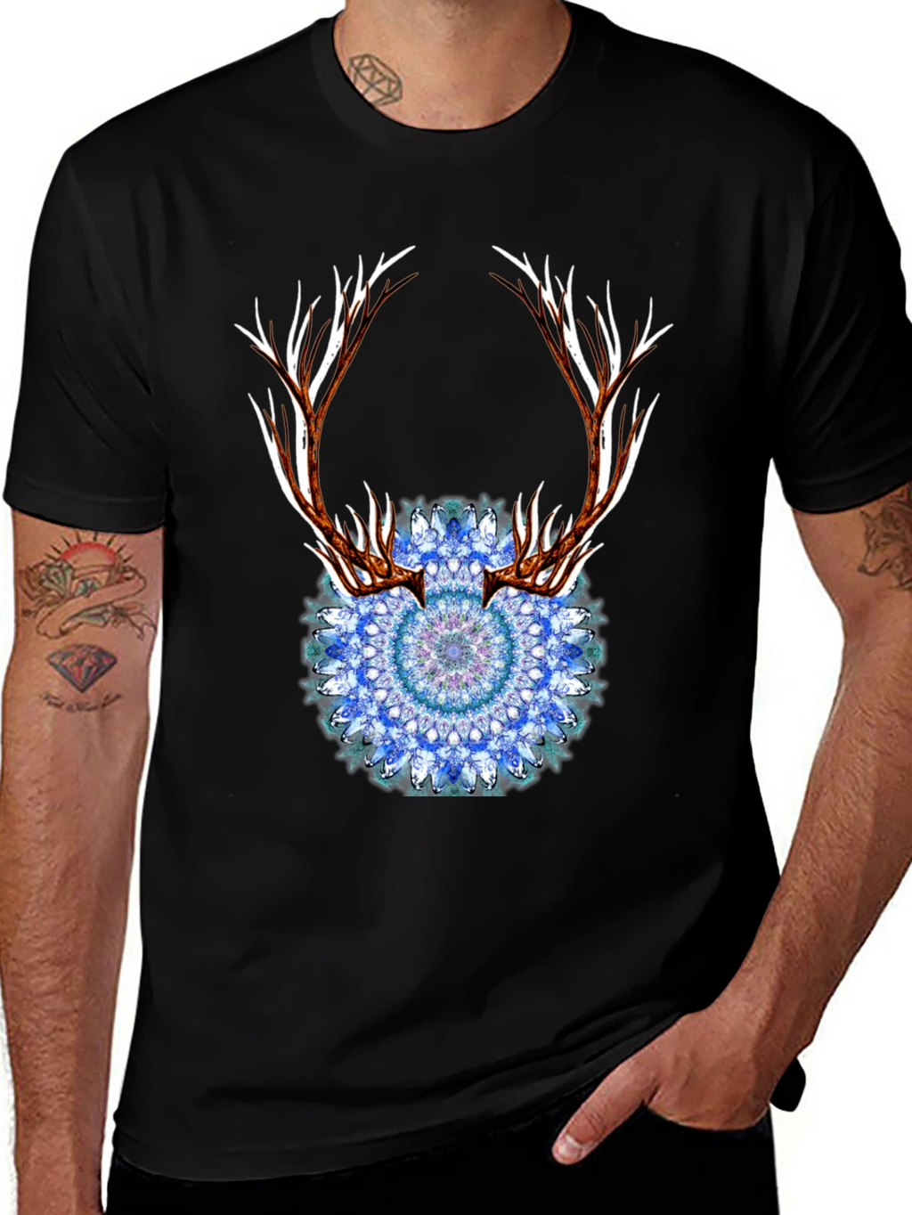 Antler Mandala Black T-Shirt