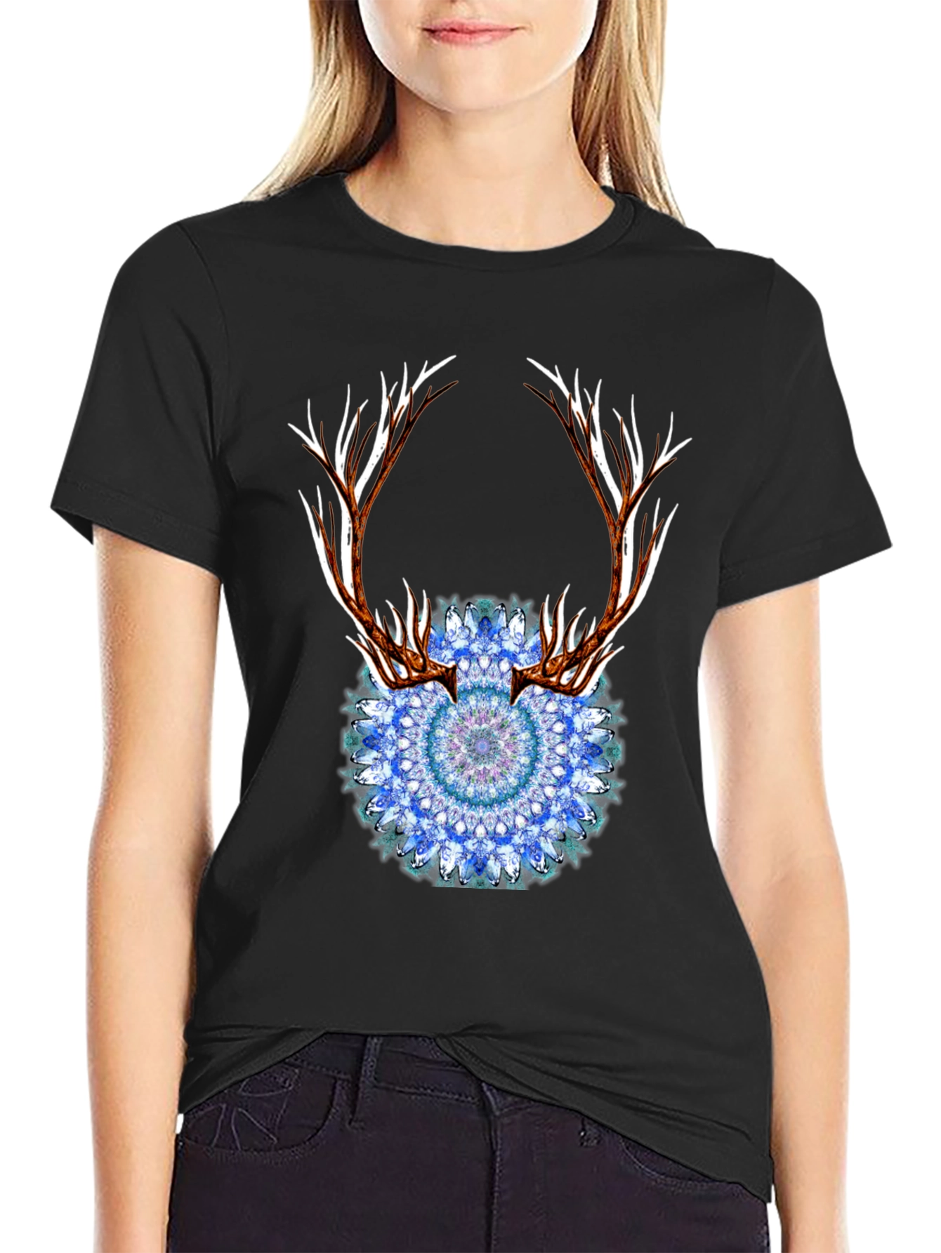 Antler Mandala Black T-Shirt