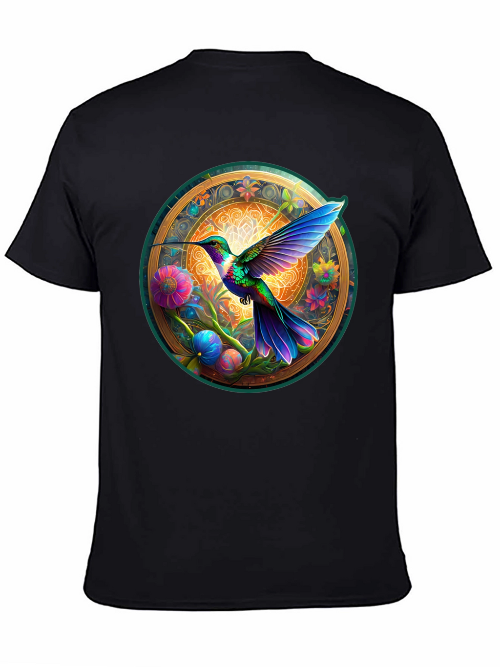 Hummingbird Mandala Graphic Tee - Artistic Comfort