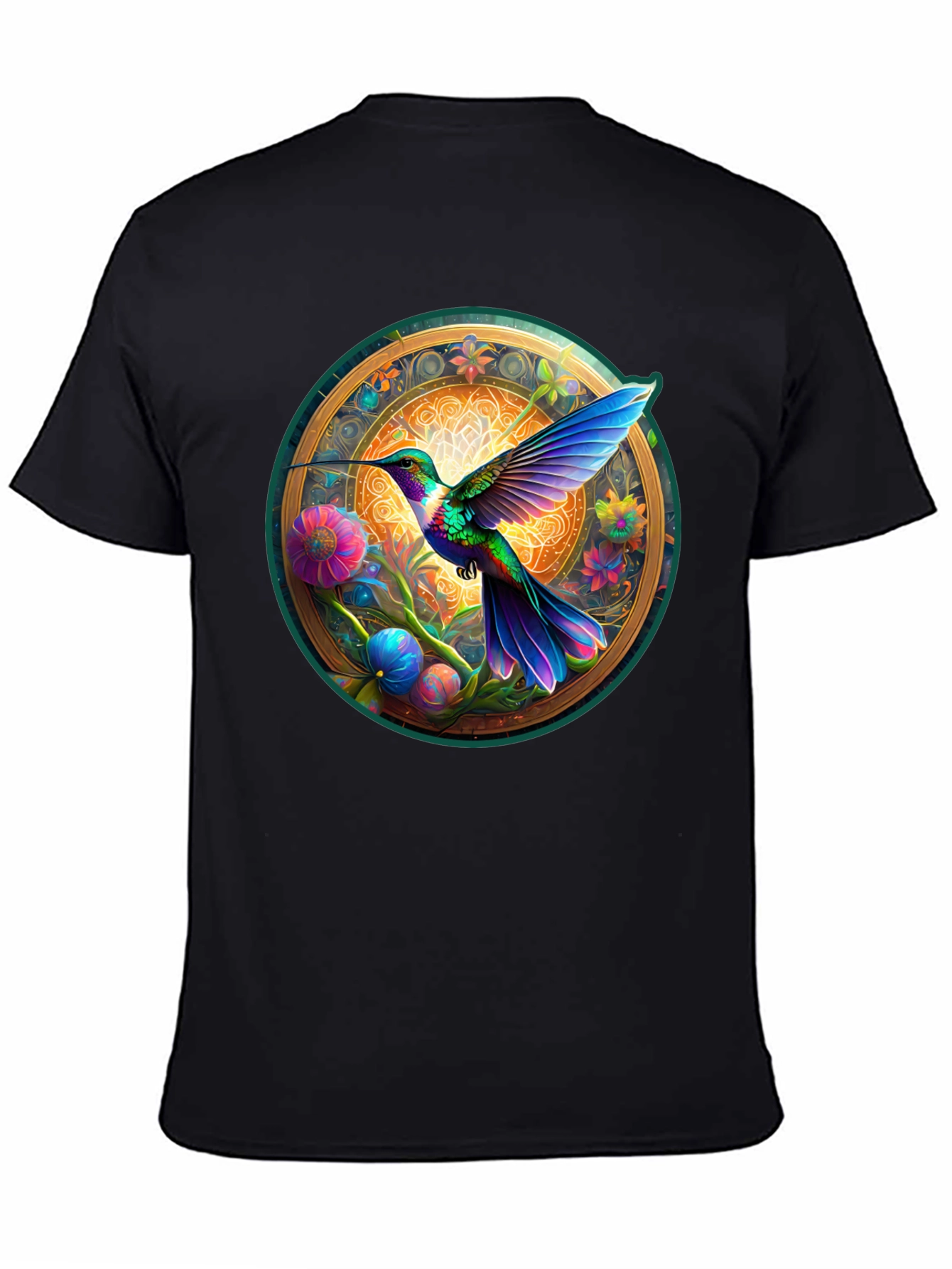Hummingbird Mandala Graphic Tee - Artistic Comfort