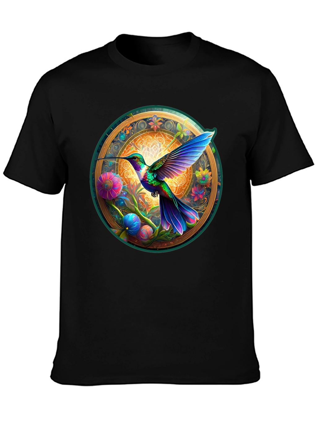 Hummingbird Mandala Graphic Tee - Artistic Comfort
