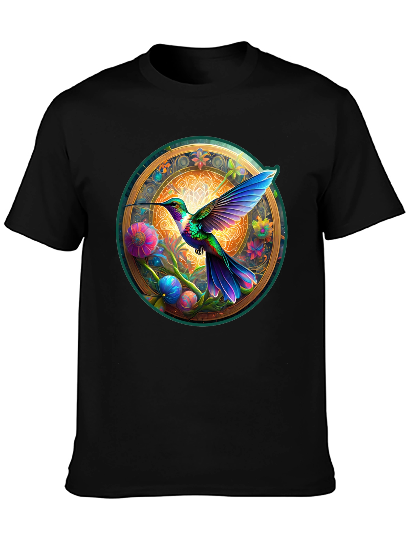 Hummingbird Mandala Graphic Tee - Artistic Comfort