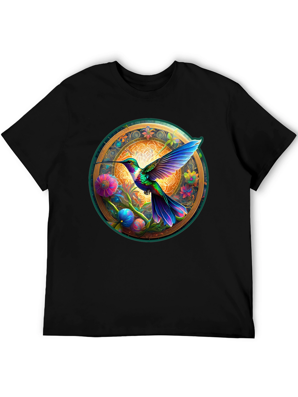 Hummingbird Mandala Graphic Tee - Artistic Comfort