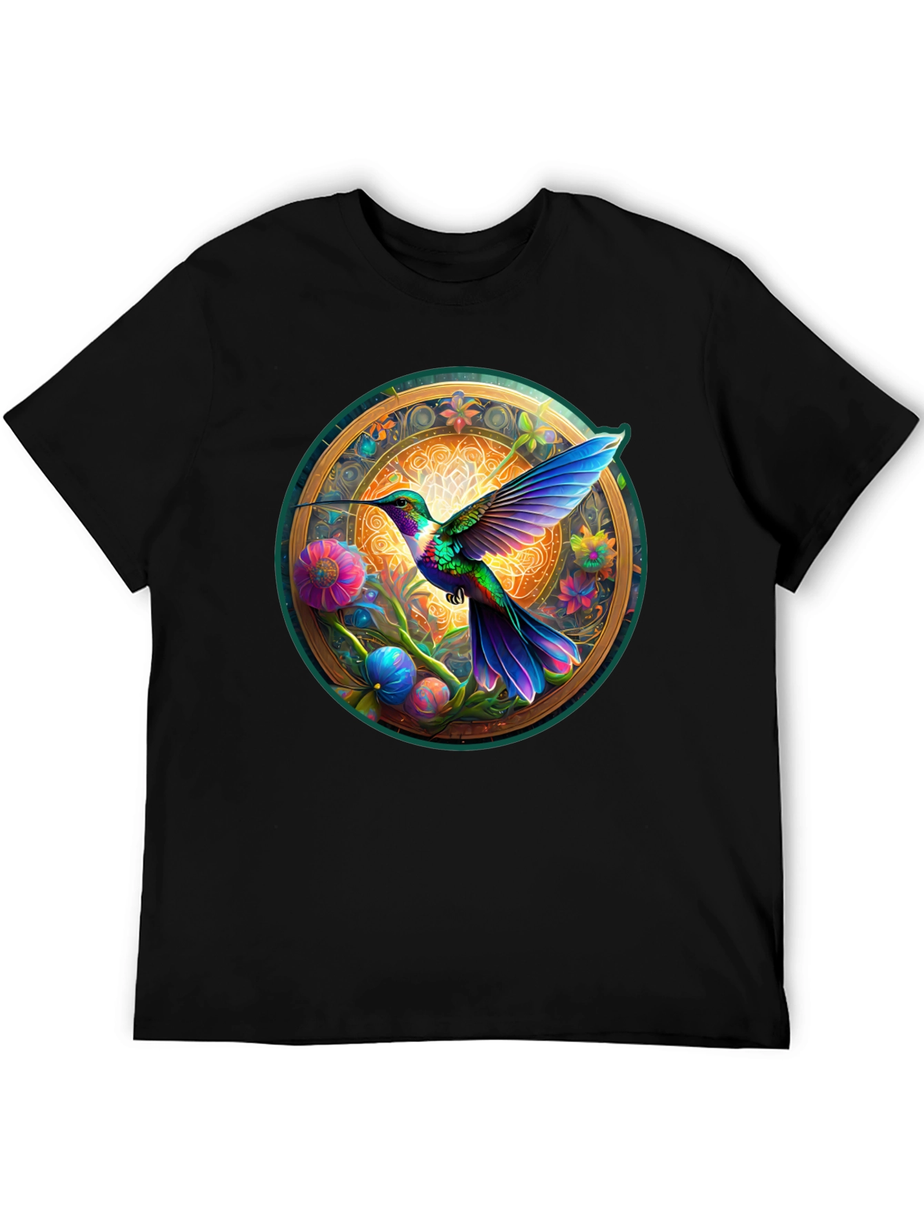 Hummingbird Mandala Graphic Tee - Artistic Comfort