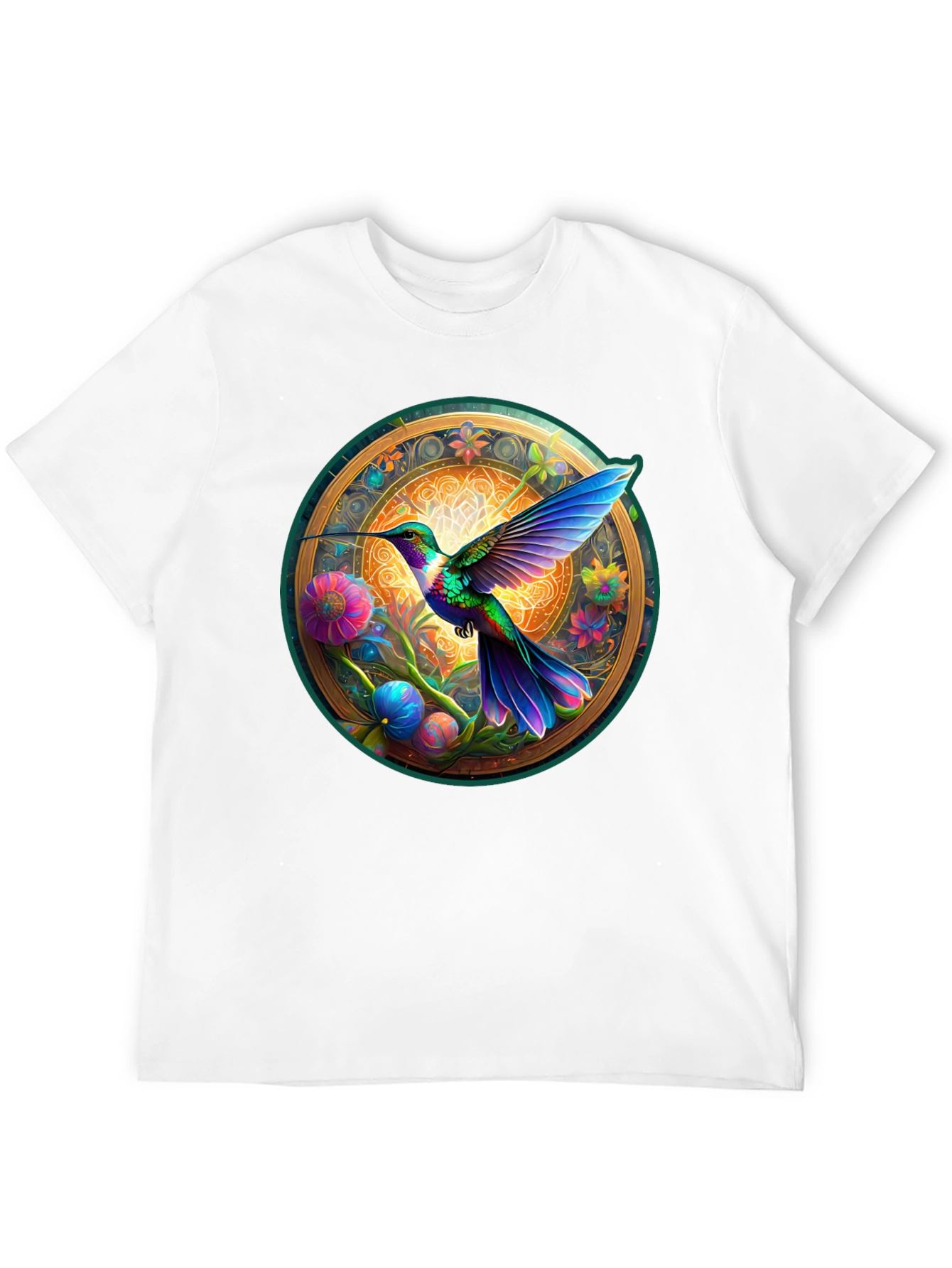Hummingbird Mandala Graphic Tee - Artistic Comfort