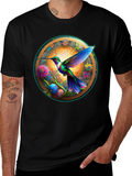 Hummingbird Mandala Graphic Tee - Artistic Comfort