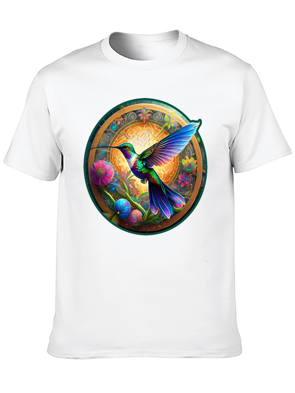 Hummingbird Mandala Graphic Tee - Artistic Comfort