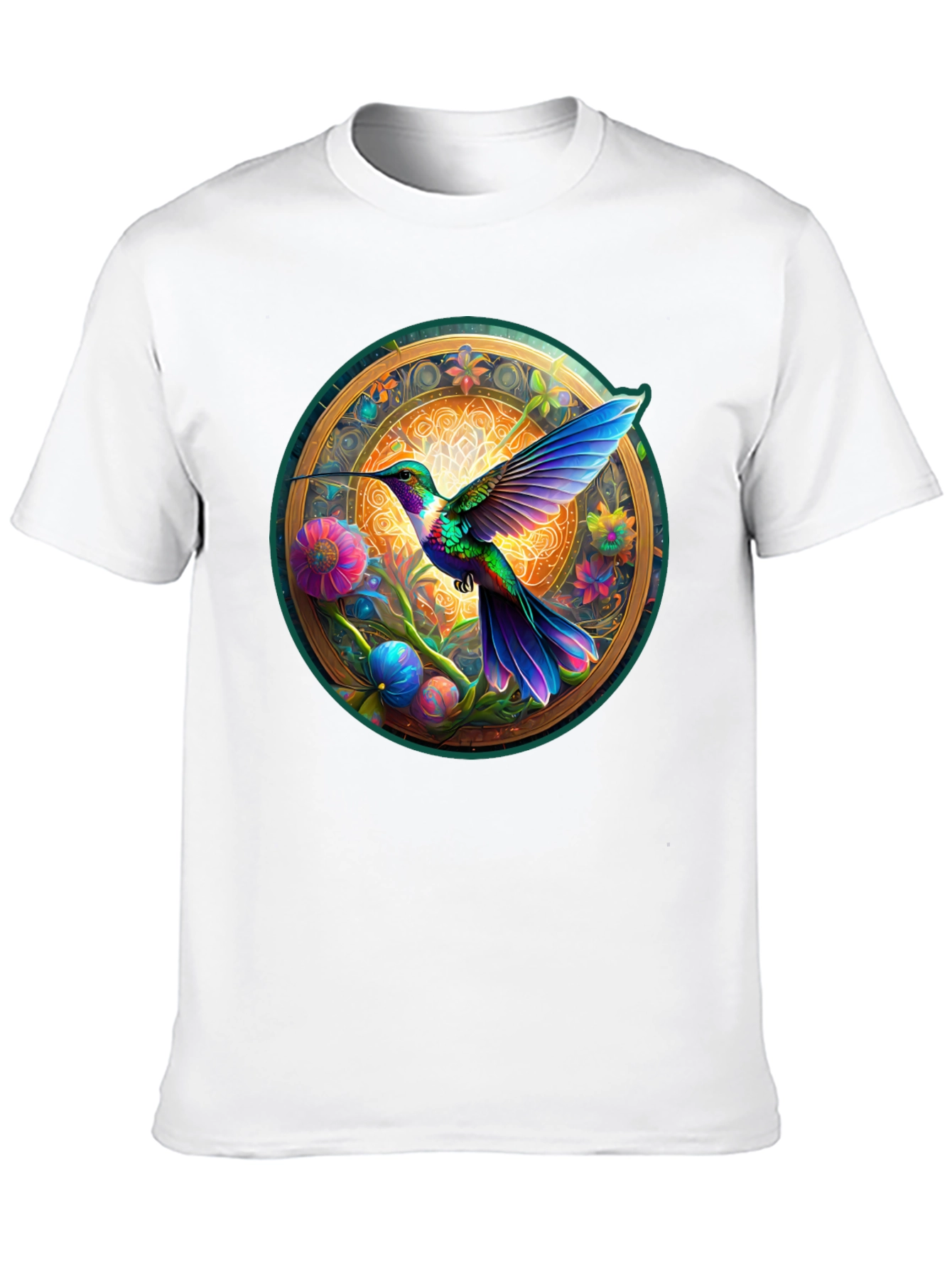 Hummingbird Mandala Graphic Tee - Artistic Comfort