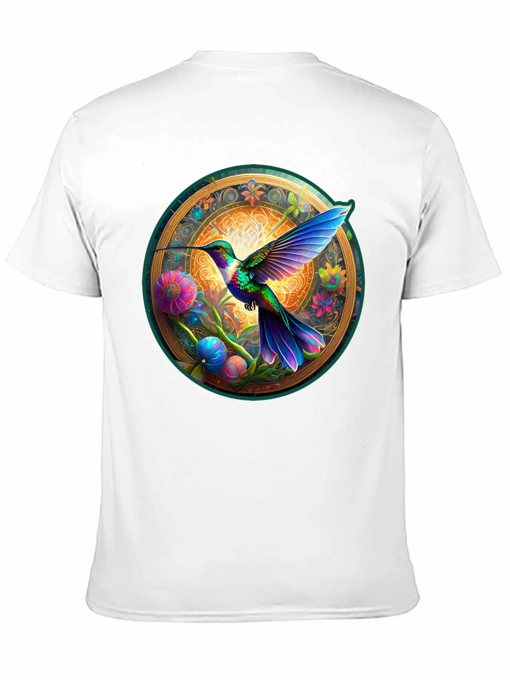 Hummingbird Mandala Graphic Tee - Artistic Comfort