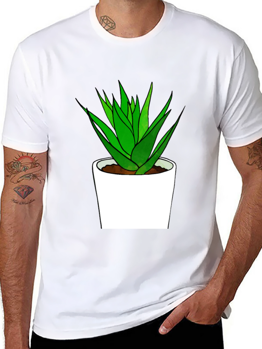 Aloe Plant Graphic Tee - Black Cotton T-Shirt