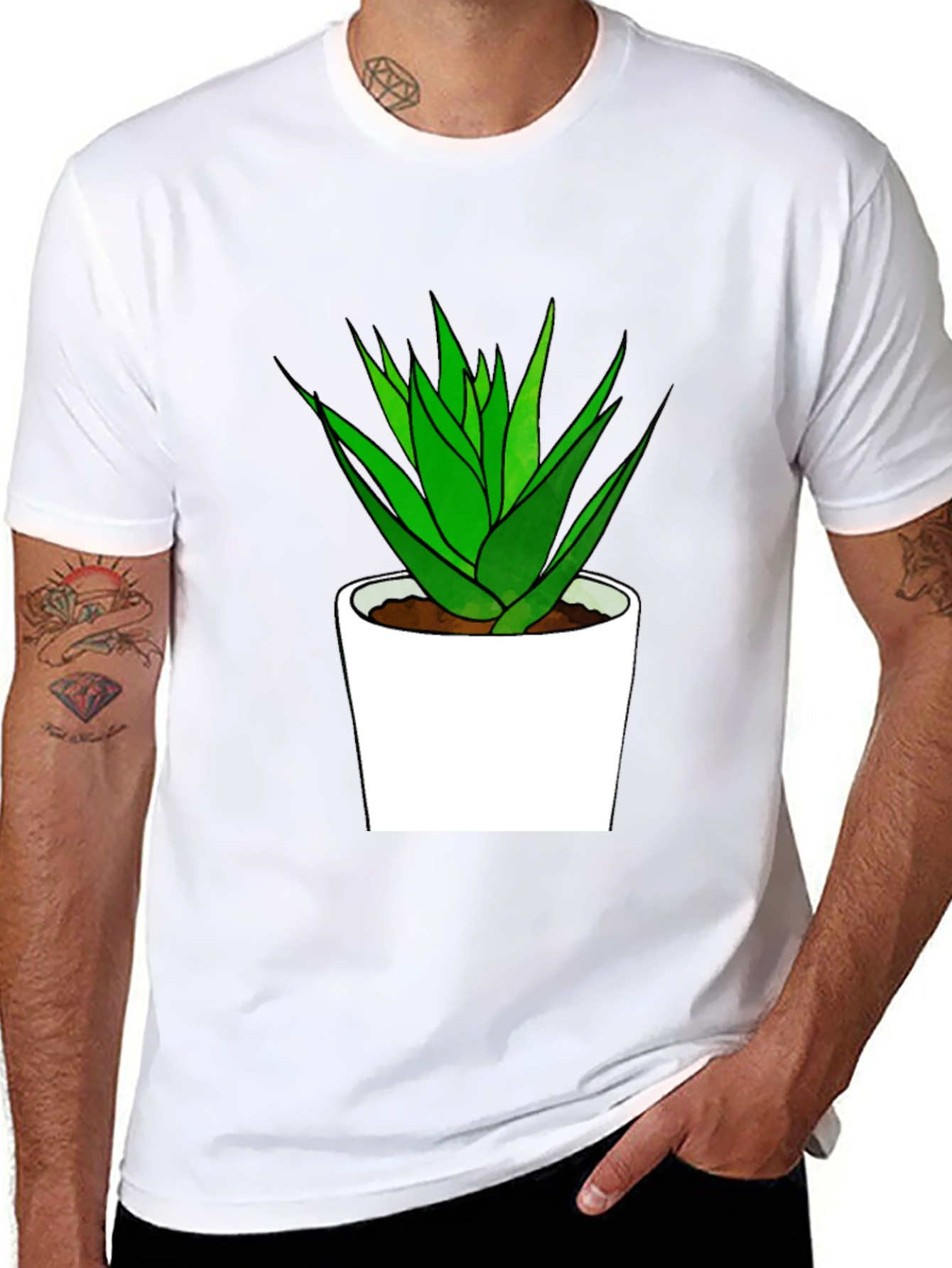 Aloe Plant Graphic Tee - Black Cotton T-Shirt