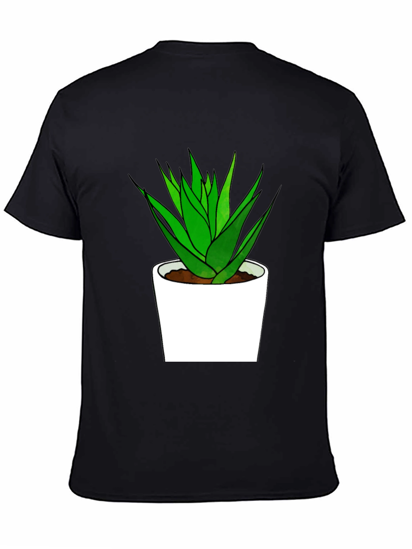 Aloe Plant Graphic Tee - Black Cotton T-Shirt