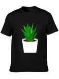 Aloe Plant Graphic Tee - Black Cotton T-Shirt
