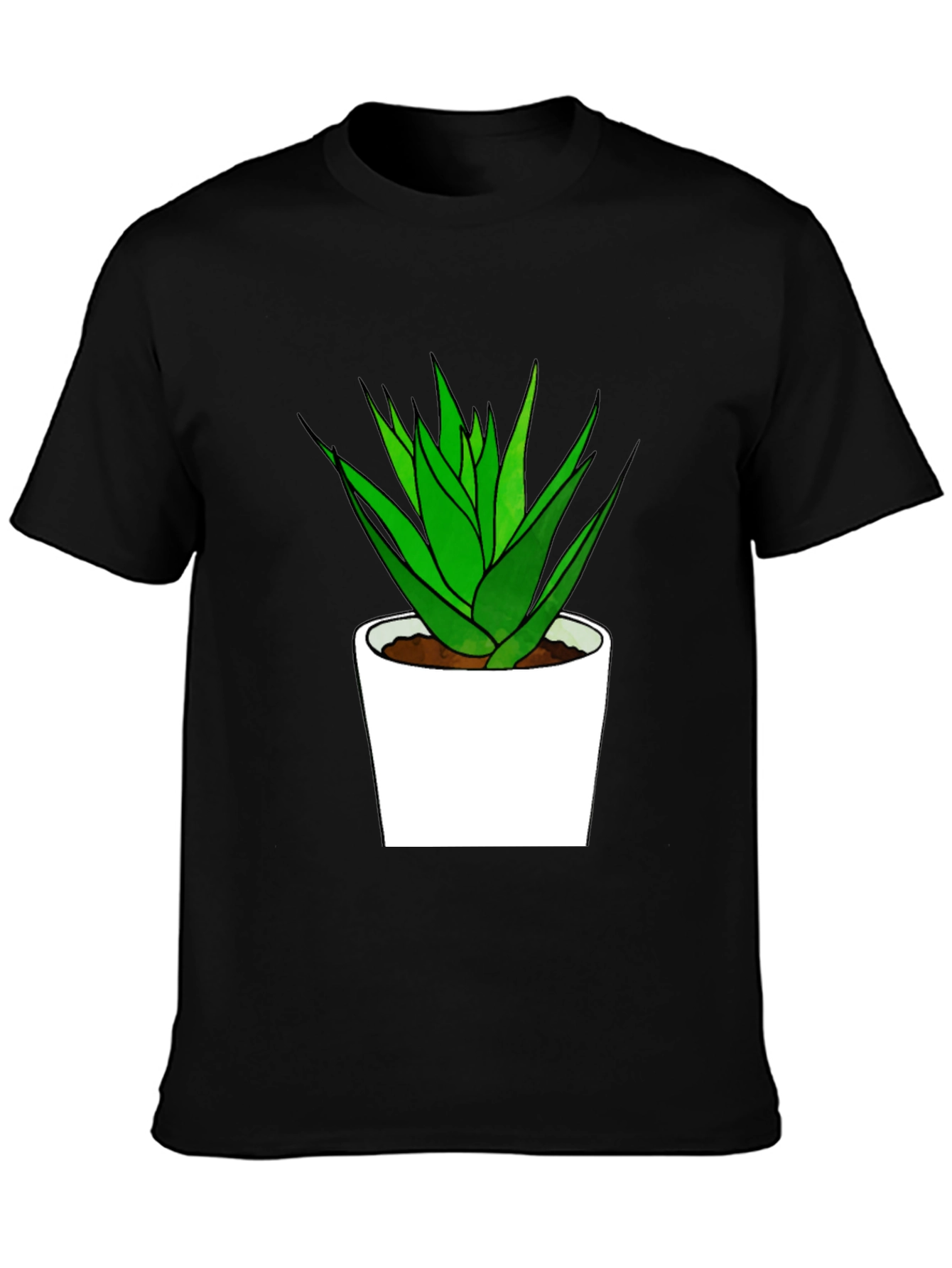 Aloe Plant Graphic Tee - Black Cotton T-Shirt