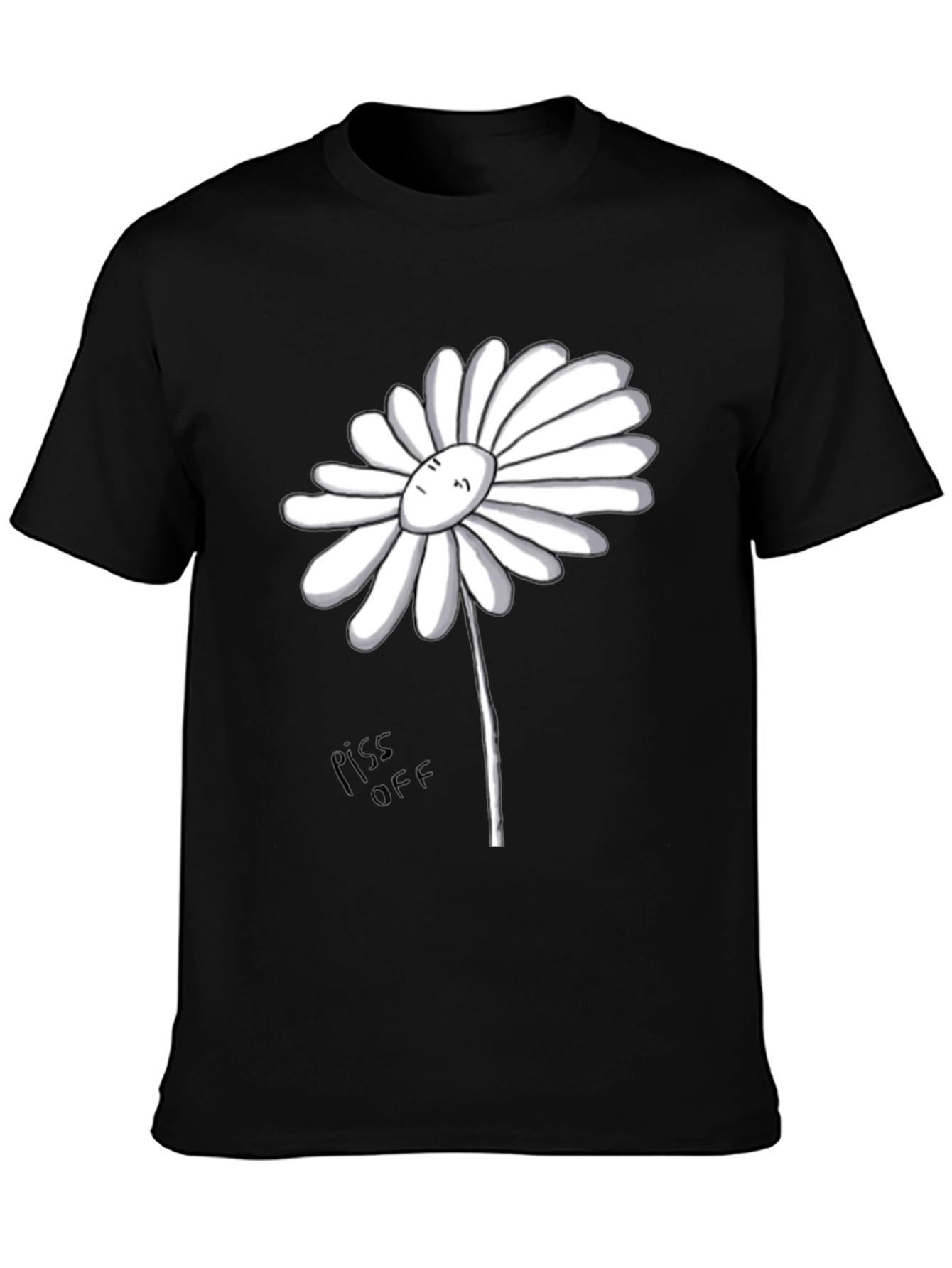 Daisy Graphic Tee - Black Cotton T-Shirt