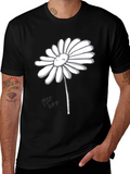 Daisy Graphic Tee - Black Cotton T-Shirt