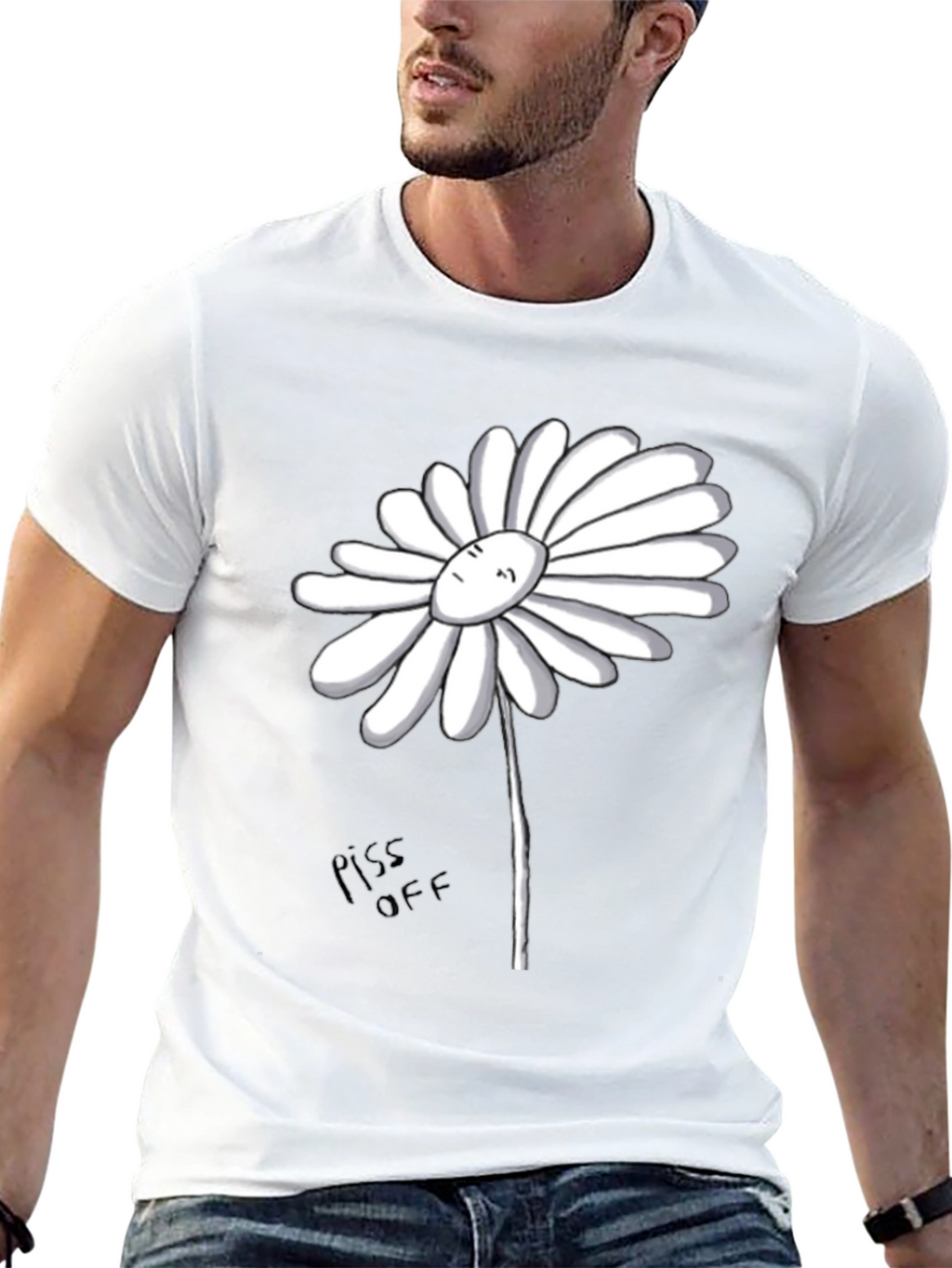 Daisy Graphic Tee - Black Cotton T-Shirt