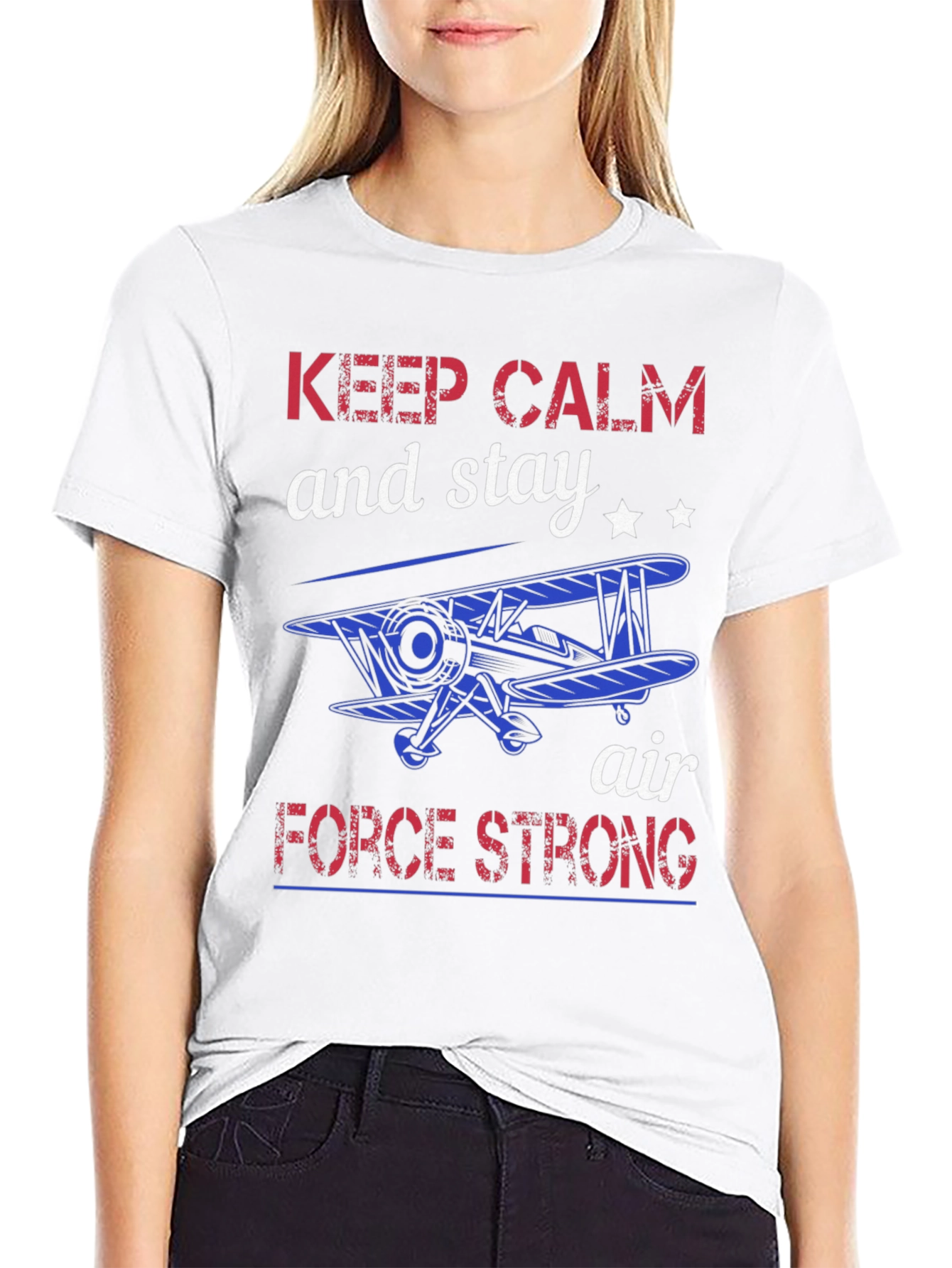 Keep Calm Air Force Strong Graphic T-Shirt