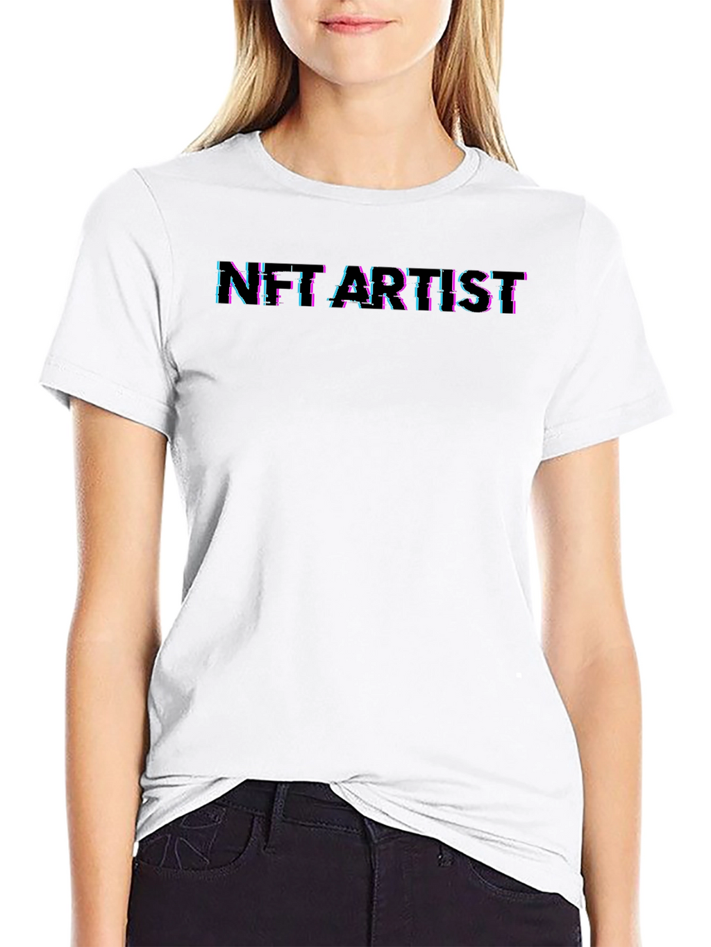 NFT Artist Glitch Graphic Black T-Shirt
