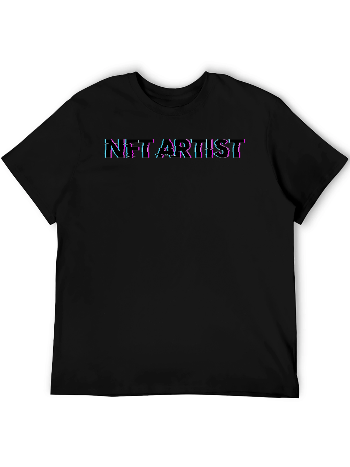 NFT Artist Glitch Graphic Black T-Shirt