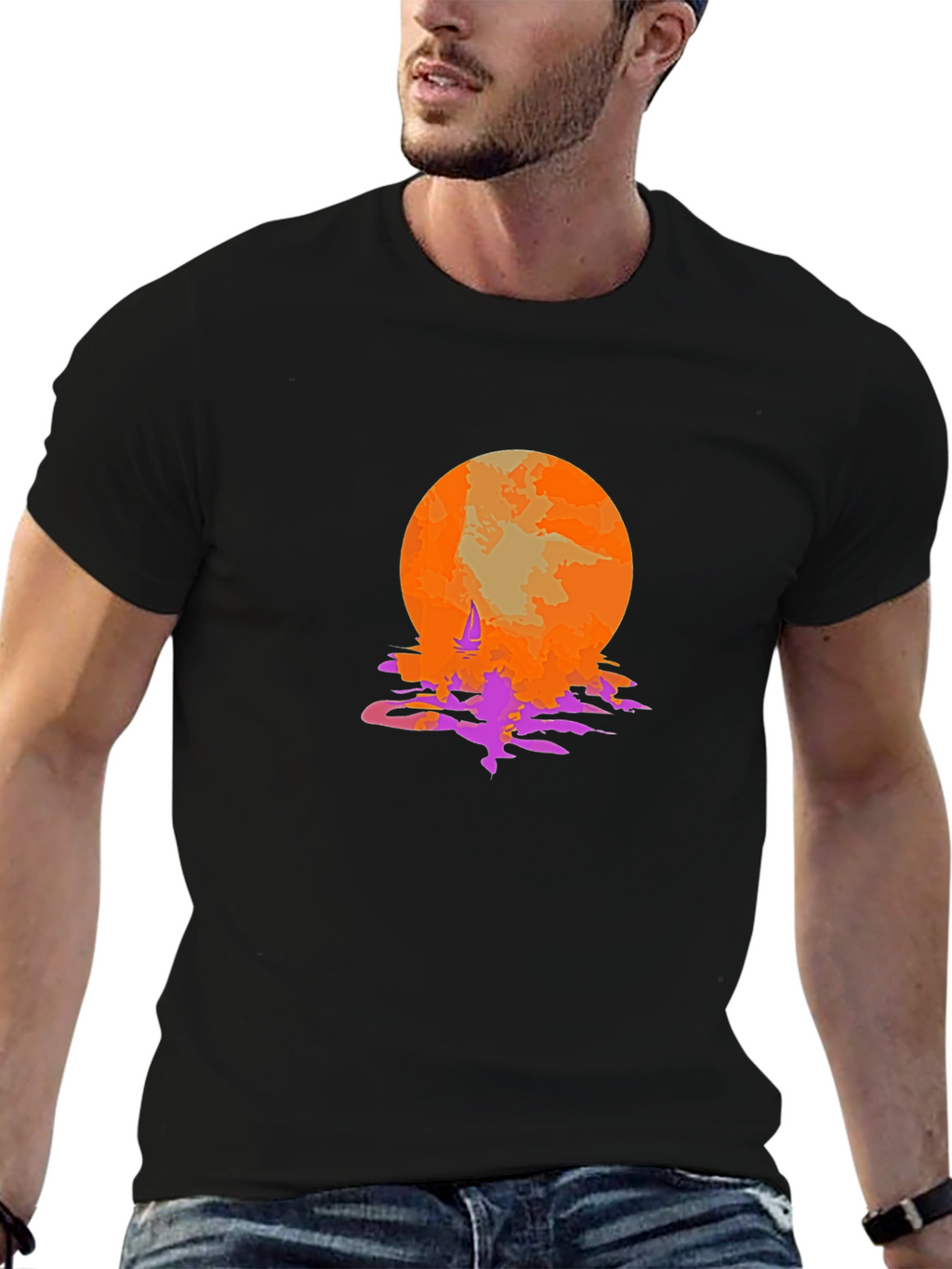 Sunset Sailing Graphic Tee - Retro Style