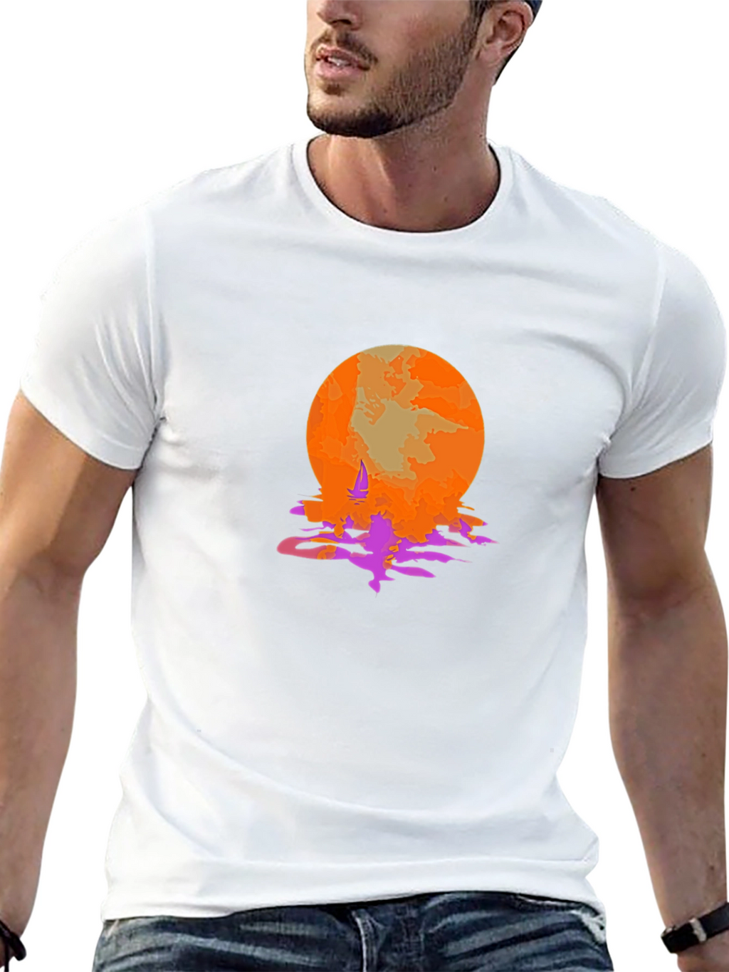 Sunset Sailing Graphic Tee - Retro Style