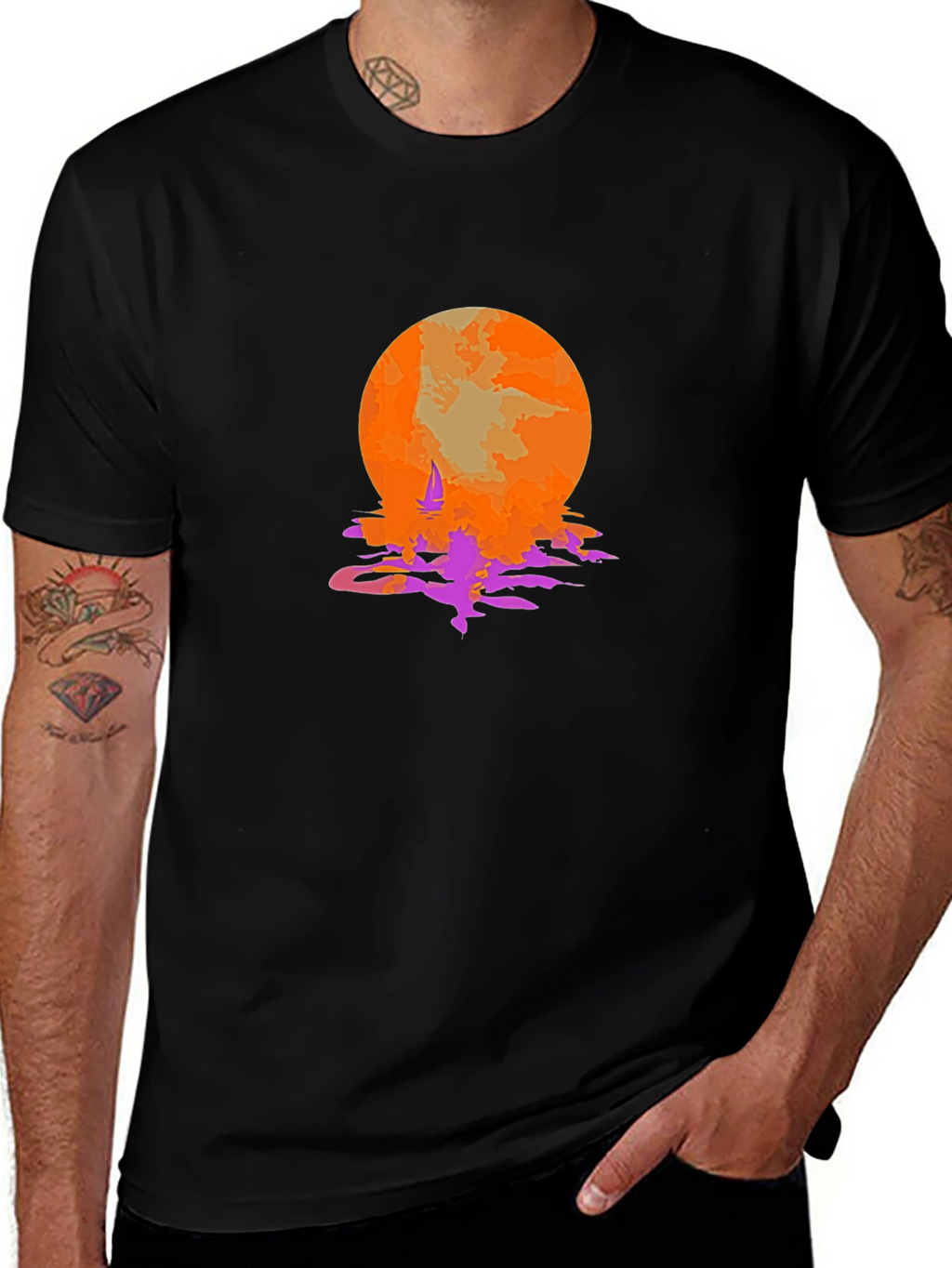 Sunset Sailing Graphic Tee - Retro Style