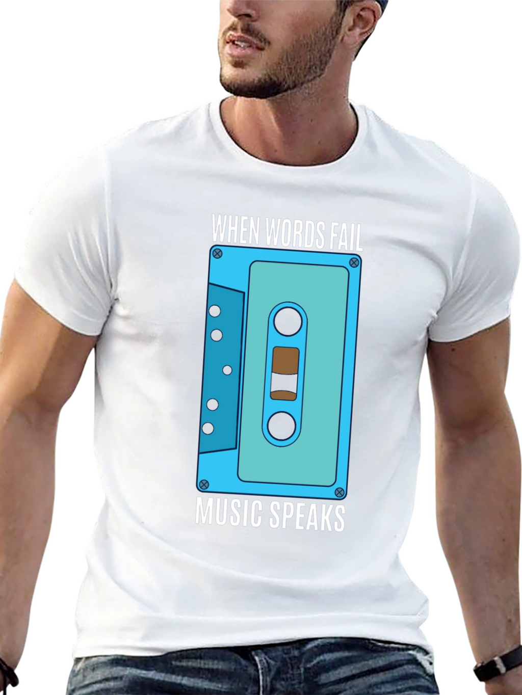 Music Speaks Graphic Tee - Cassette Design