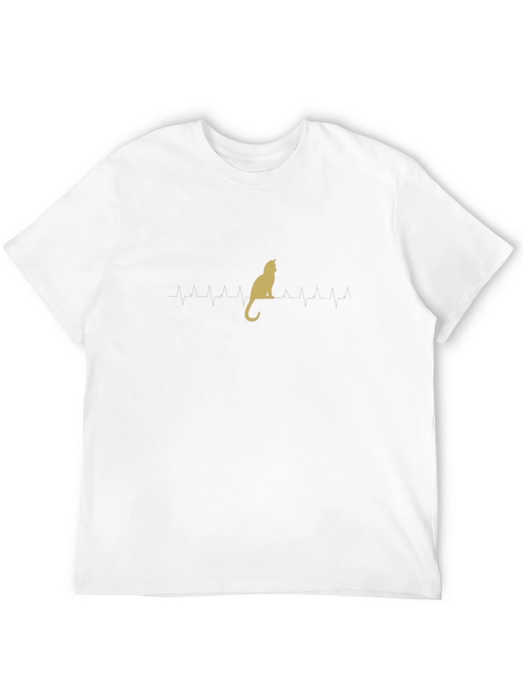 Cat Heartbeat T-Shirt - Black Crew Neck Tee