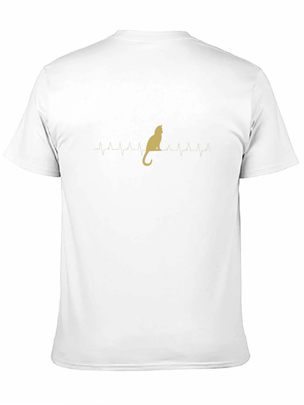 Cat Heartbeat T-Shirt - Black Crew Neck Tee