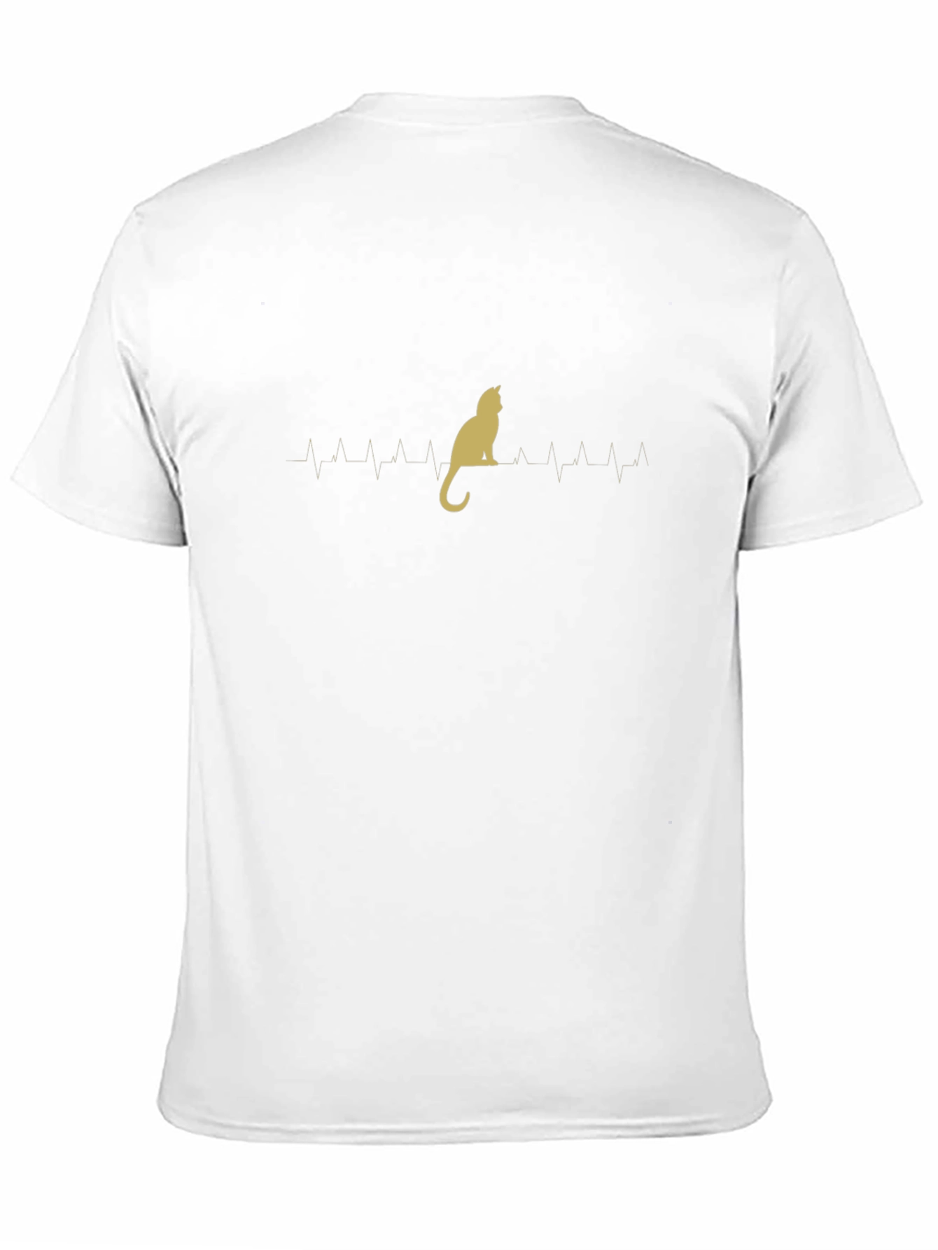 Cat Heartbeat T-Shirt - Black Crew Neck Tee
