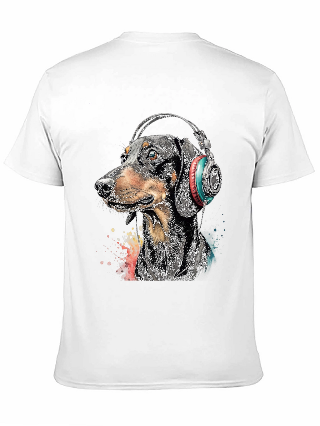 Dachshund DJ Tee - Dog with Headphones Black T-Shirt