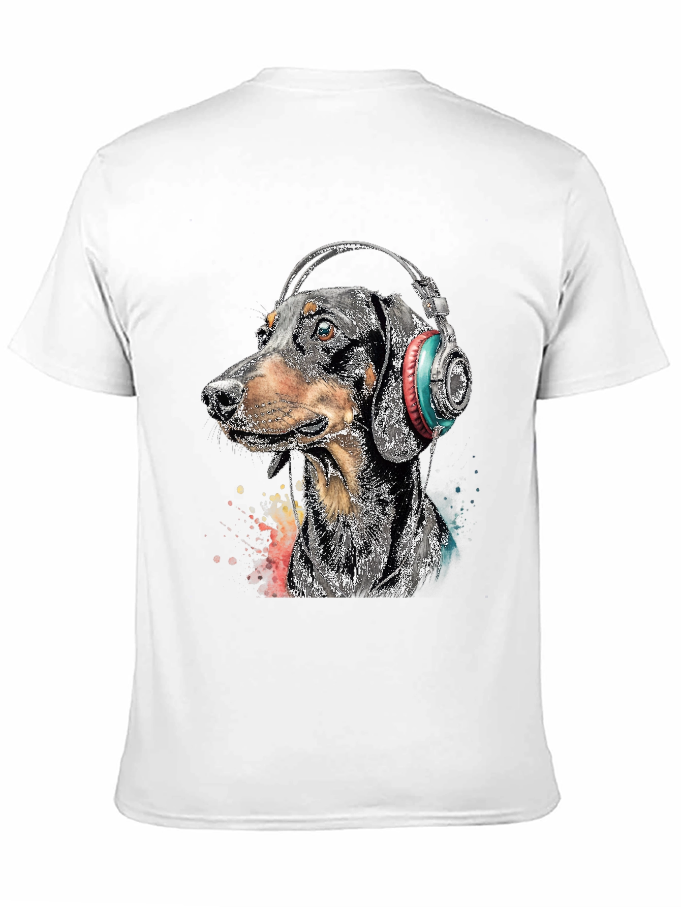 Dachshund DJ Tee - Dog with Headphones Black T-Shirt