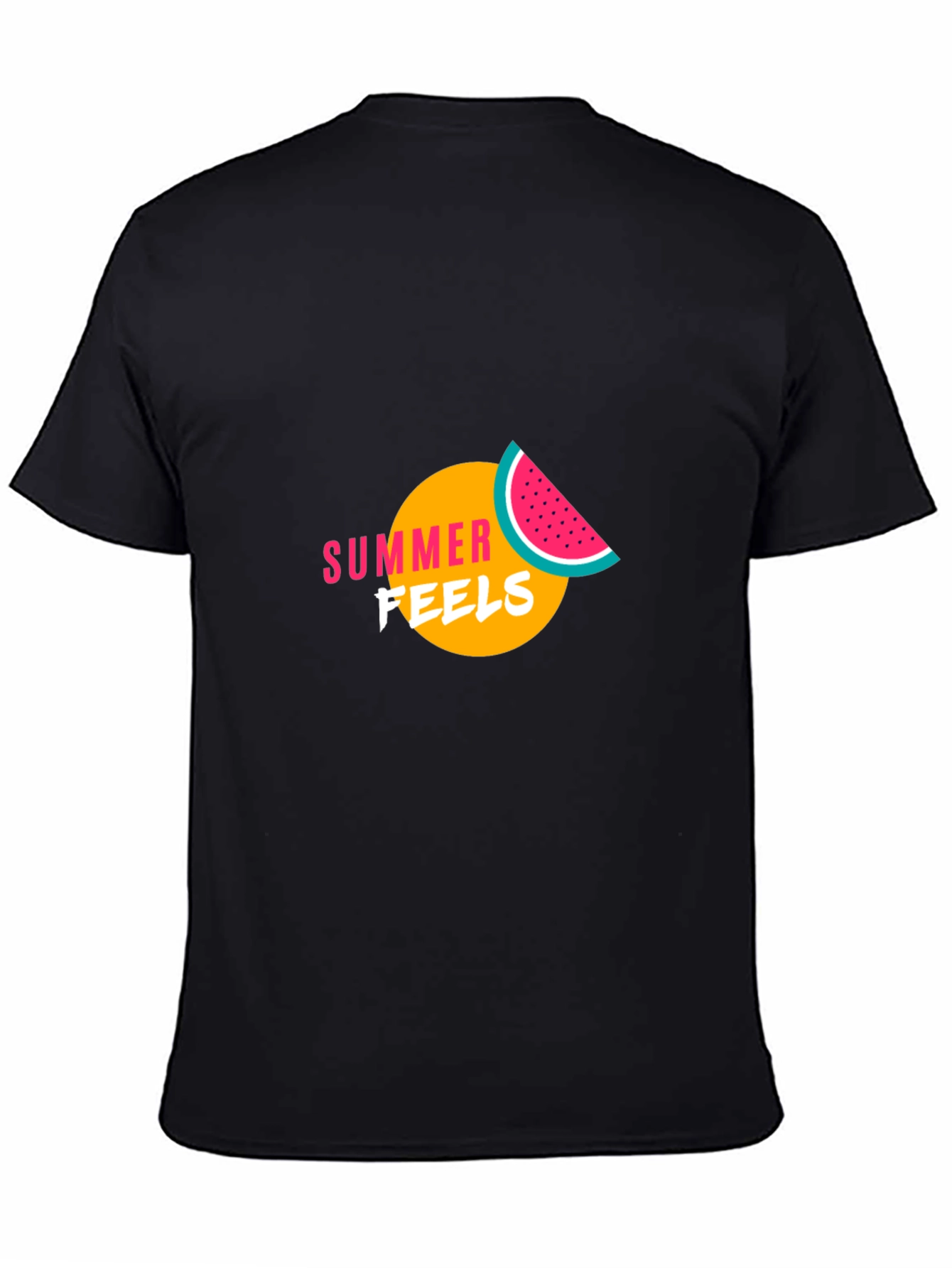 Summer Feels Graphic Tee - Black Cotton T-Shirt