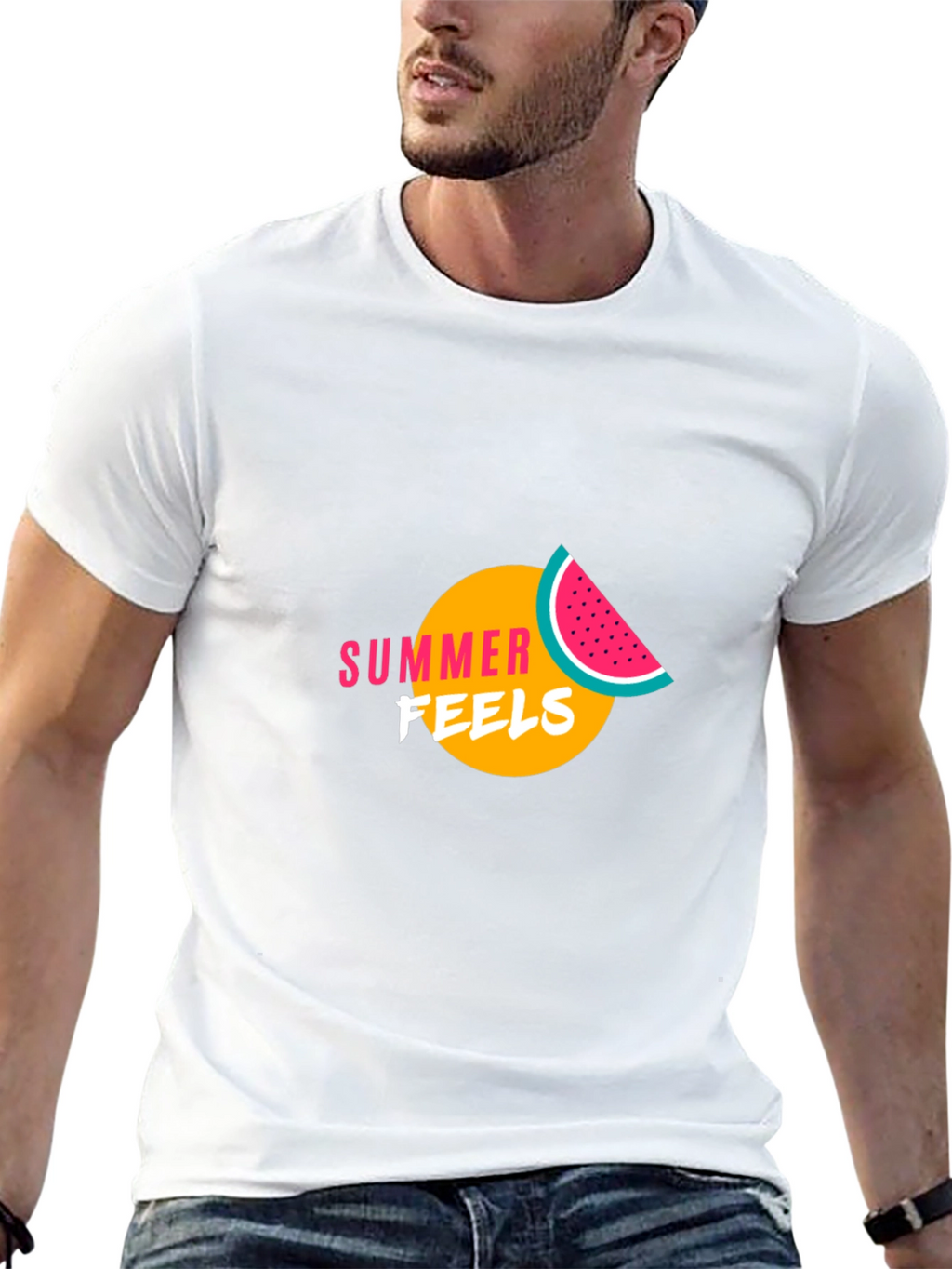 Summer Feels Graphic Tee - Black Cotton T-Shirt