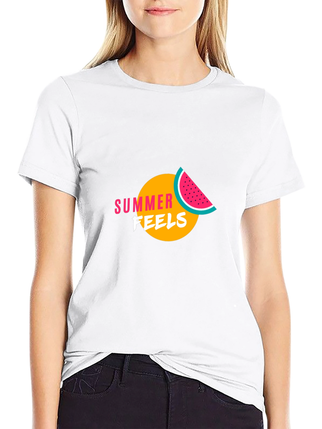 Summer Feels Graphic Tee - Black Cotton T-Shirt