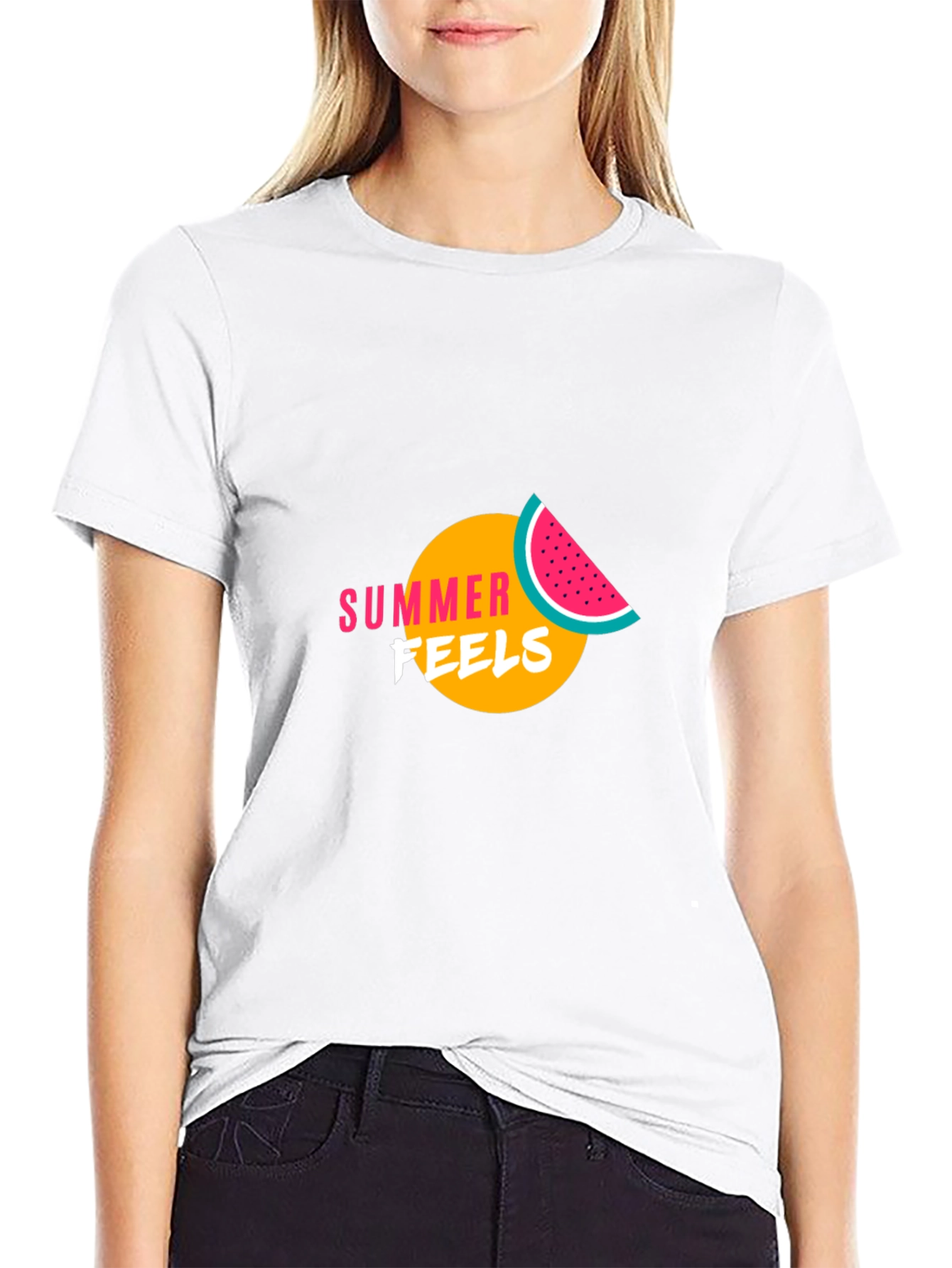 Summer Feels Graphic Tee - Black Cotton T-Shirt