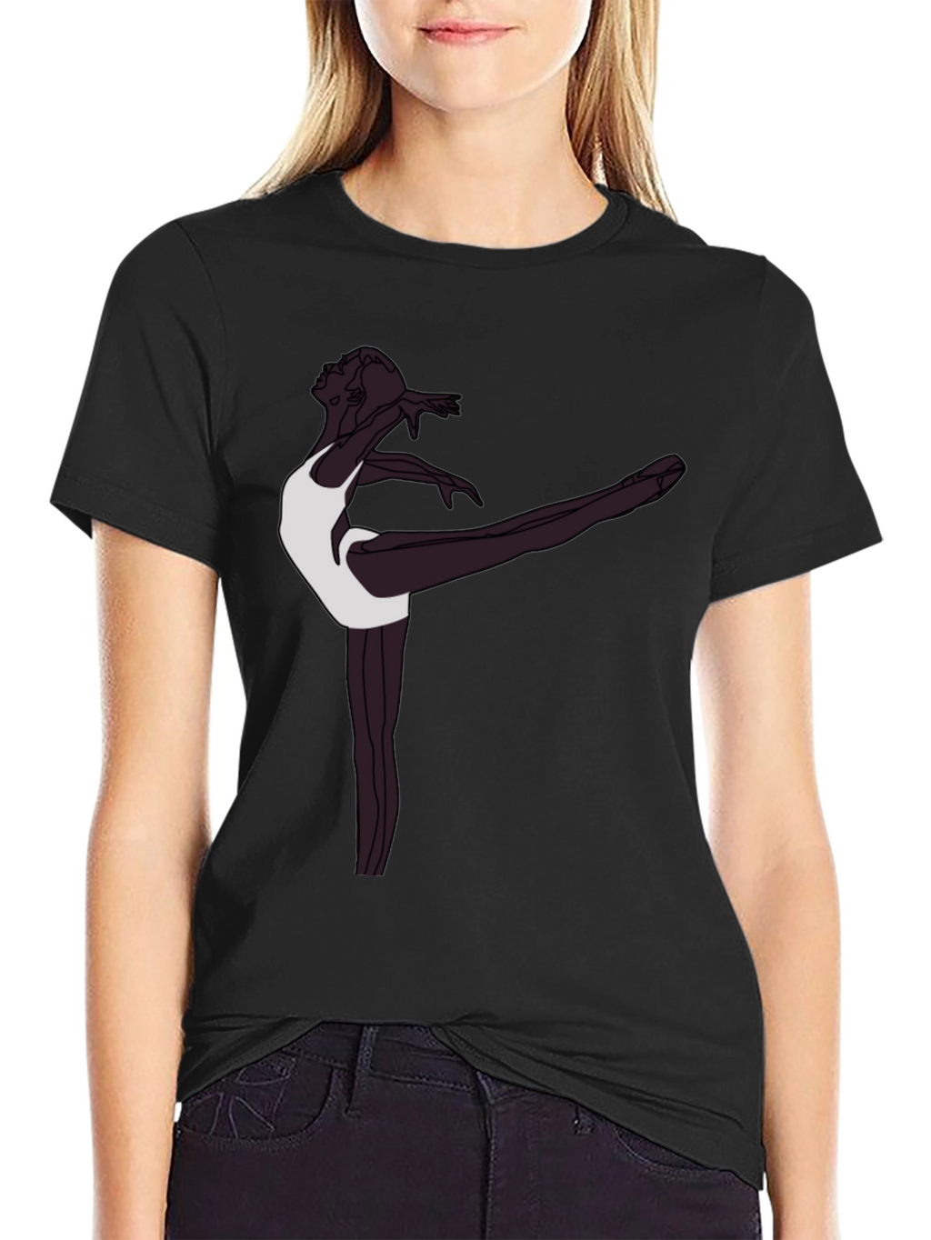 Ballerina Graphic T-Shirt - Sleek Black Tee