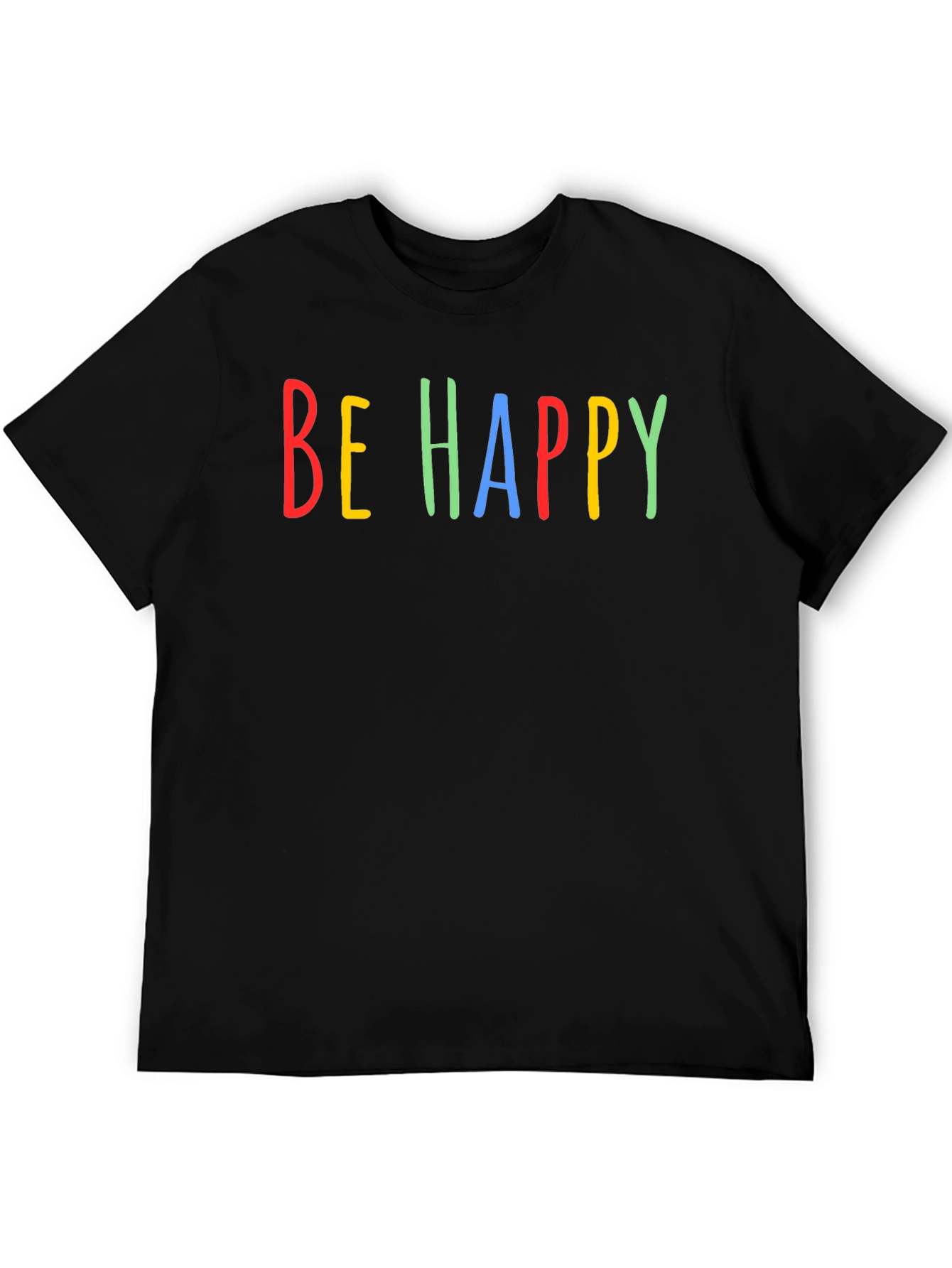 Be Happy Graphic Tee - Colorful Positive Vibes