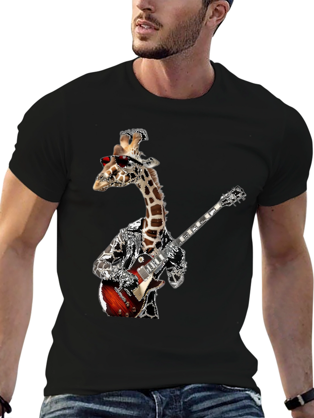 Giraffe Guitarist Graphic Tee